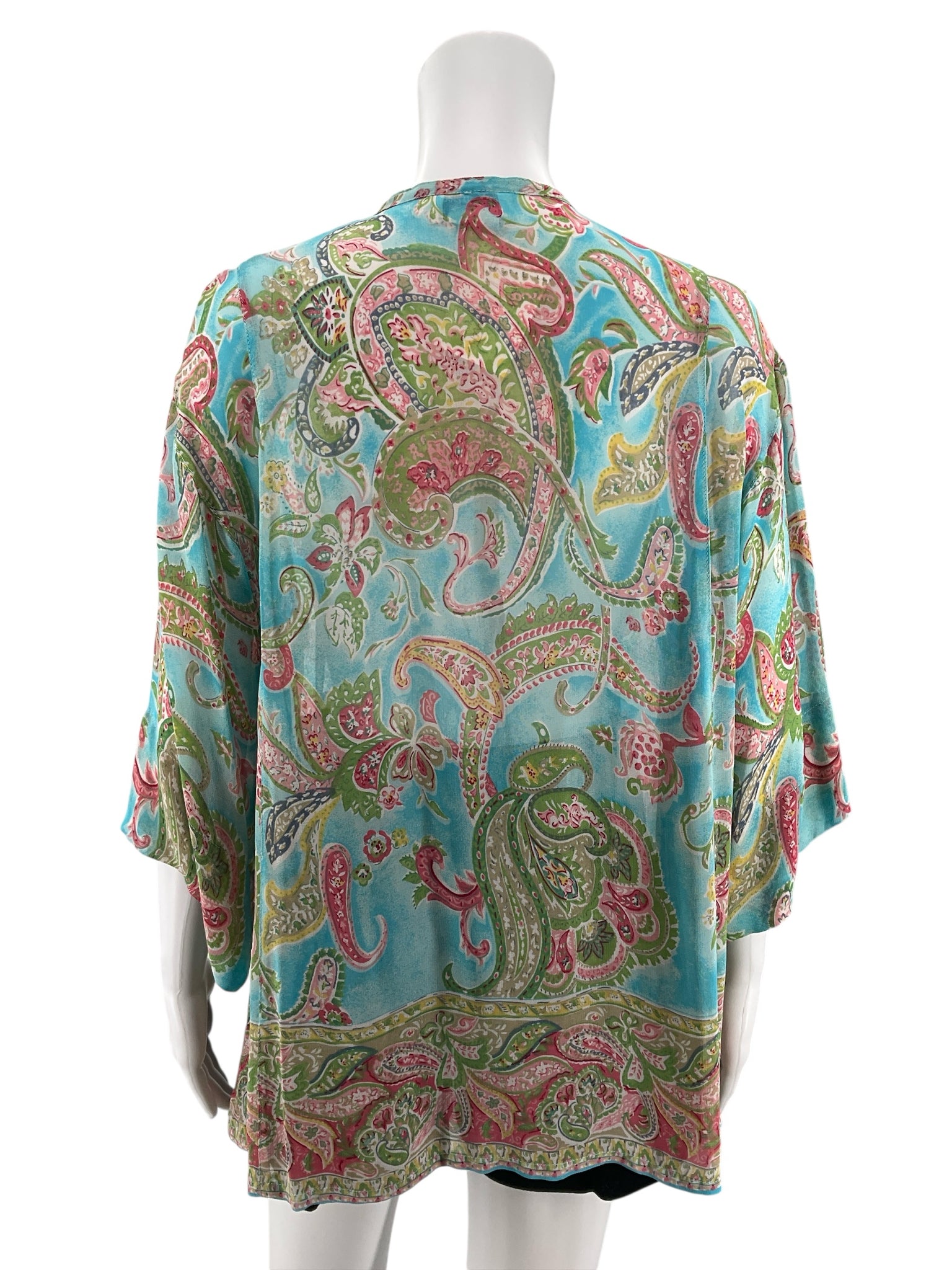René Derhy Paisley Boho Button-Front Rayon Blouse Top Size Small