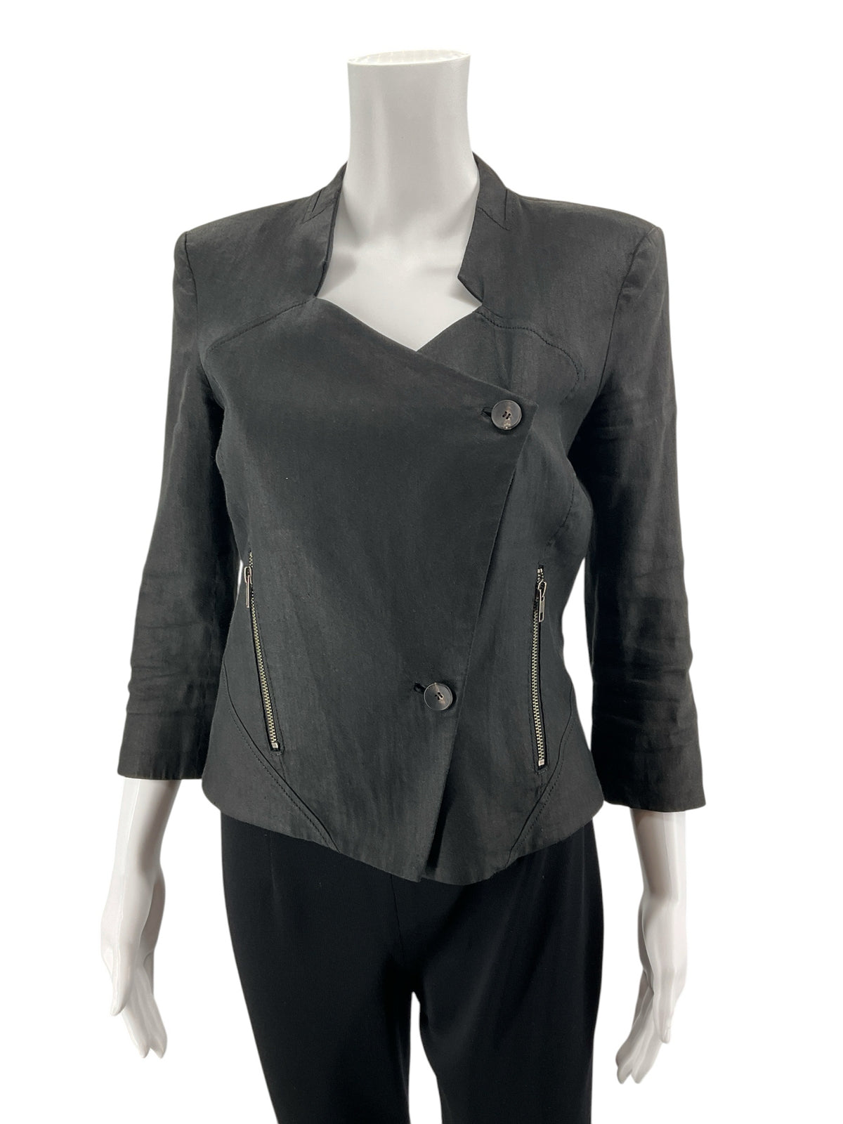 Helmut Lang Asymmetrical Drape Front Blazer Jacket Black Size XS/S