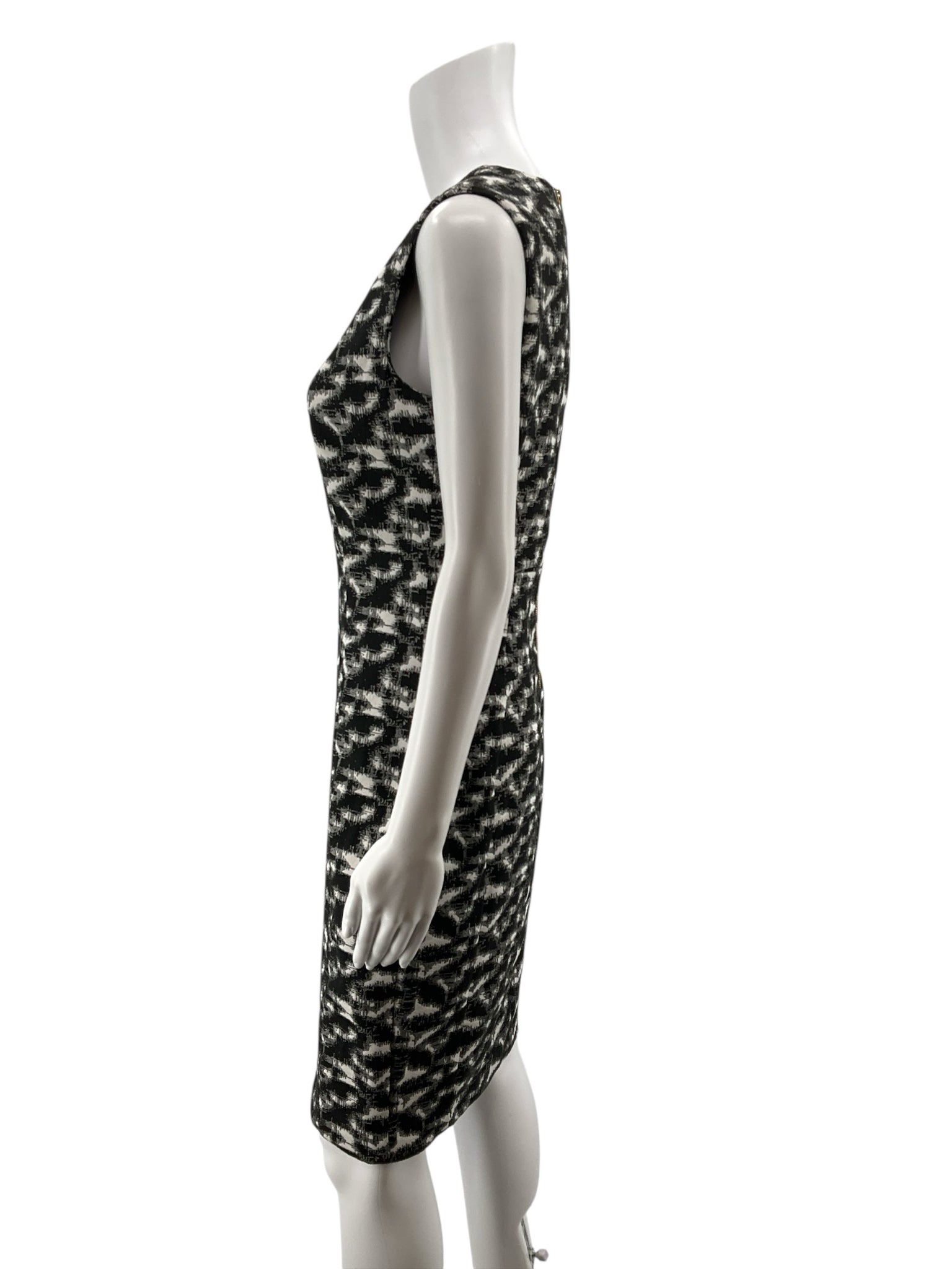 Calvin Klein Black & White Abstract Jacquard Sheath Dress Size 4