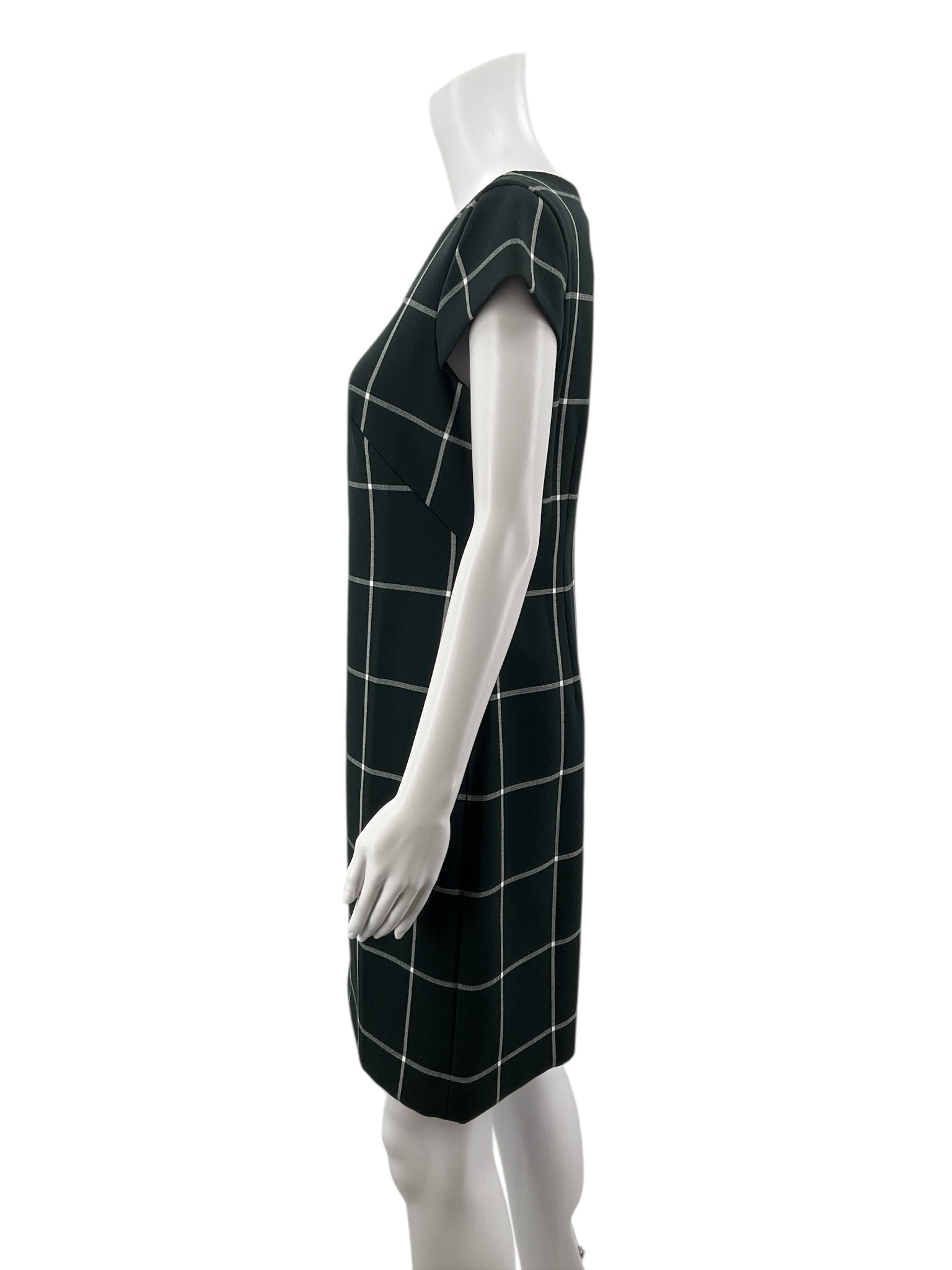 Ann Taylor Green/White Plaid Pre-Owned Ladies Dress - Size 4
