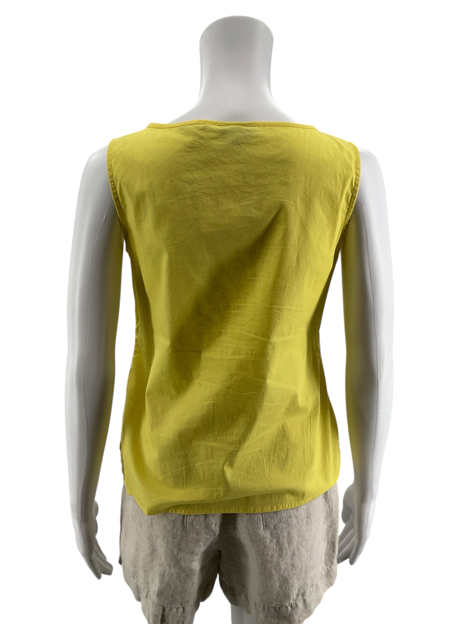 Talbots Petites Yellow Crochet Lace Pintuck Sleeveless Shell Top Size 2P