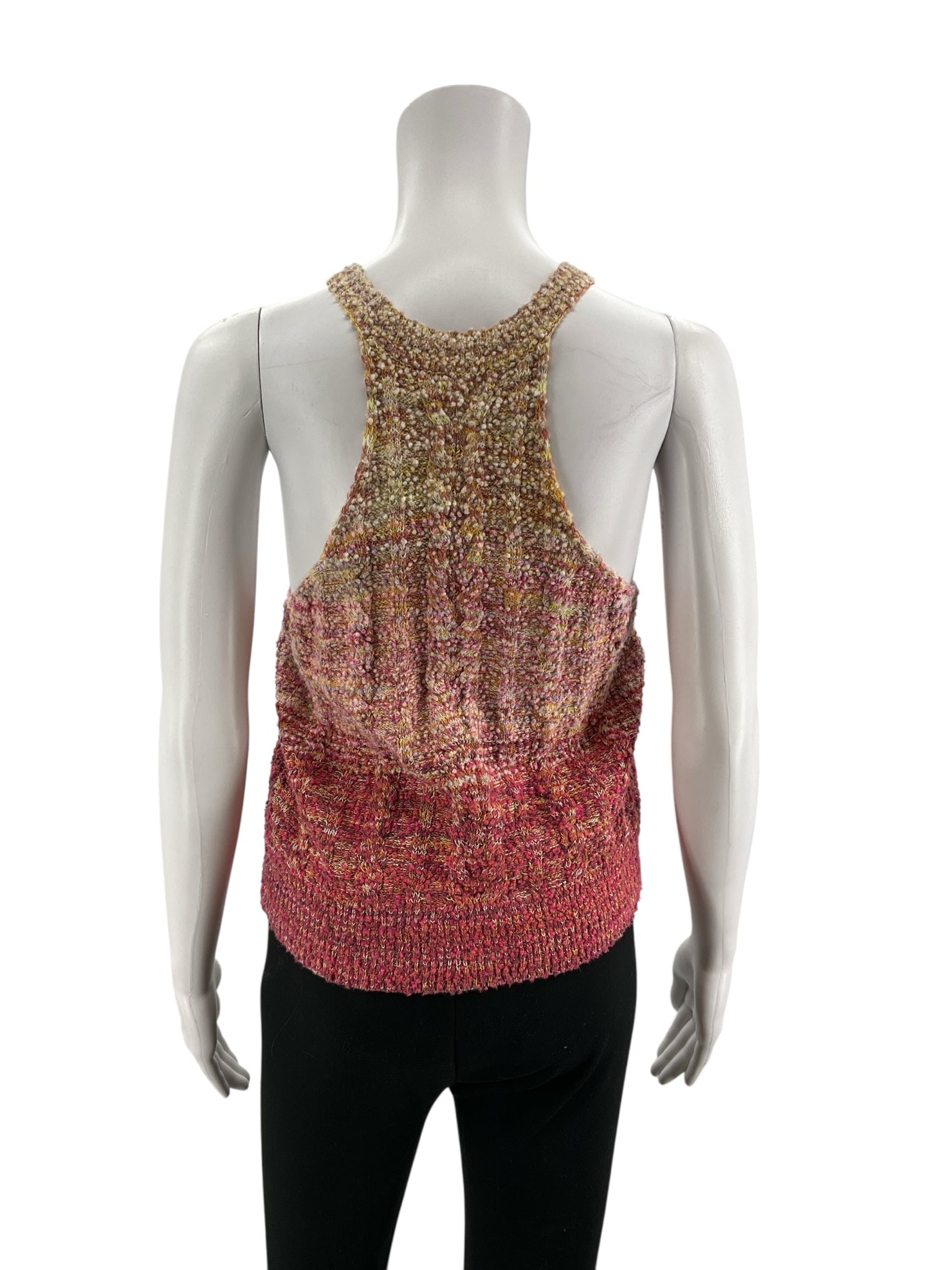 Pilcro Bouclé Knit Halter Sweater Tank Top Size Small Pink Yellow Ombre Italian Made