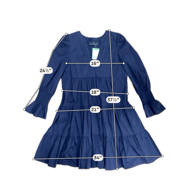 Pomander Place Navy Tiered Tunic Dress Long Sleeve Cotton Size Small