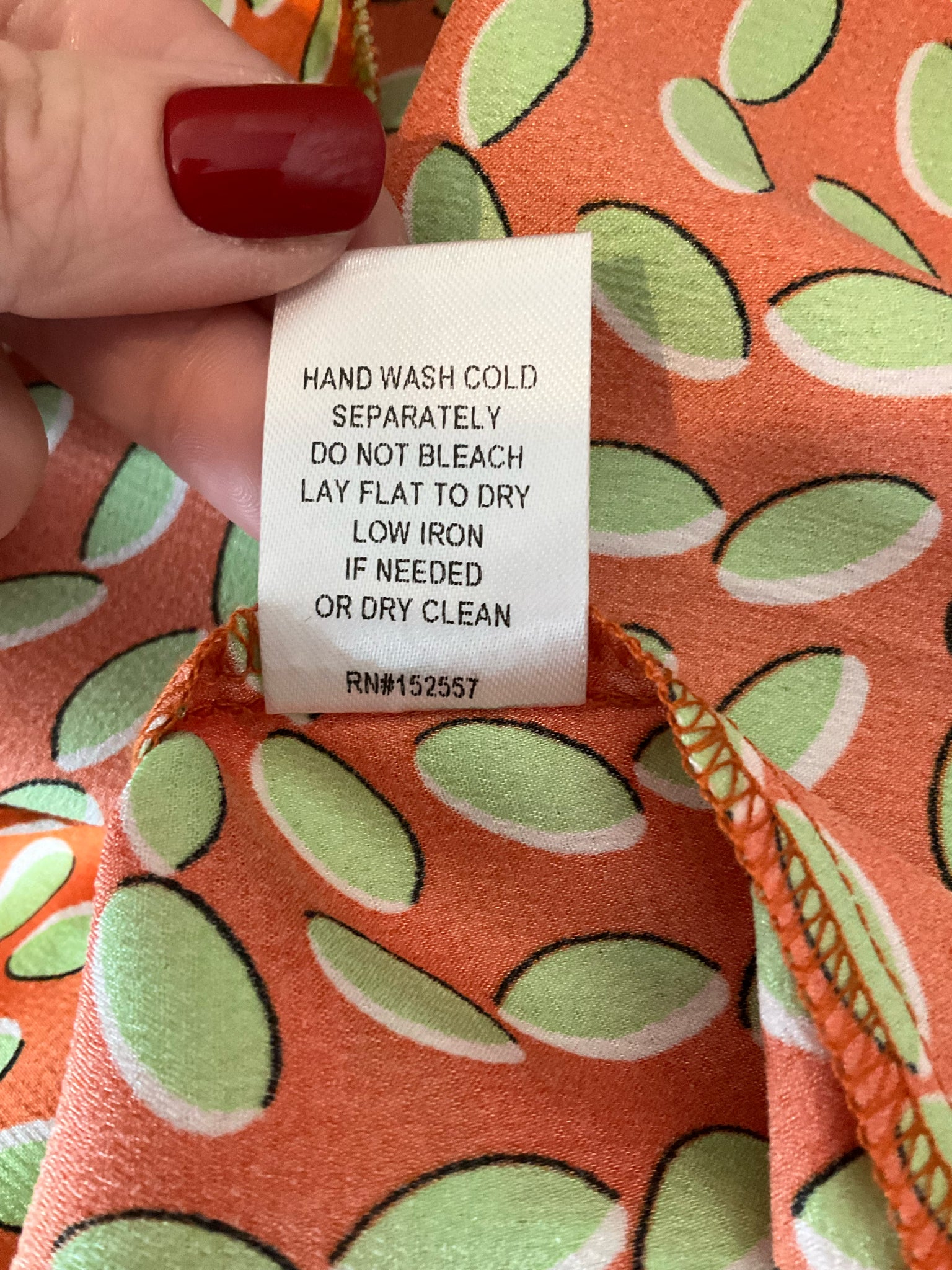 Bailey Rose Geometric Leaf Print V-Neck Blouse Orange Green Size Medium