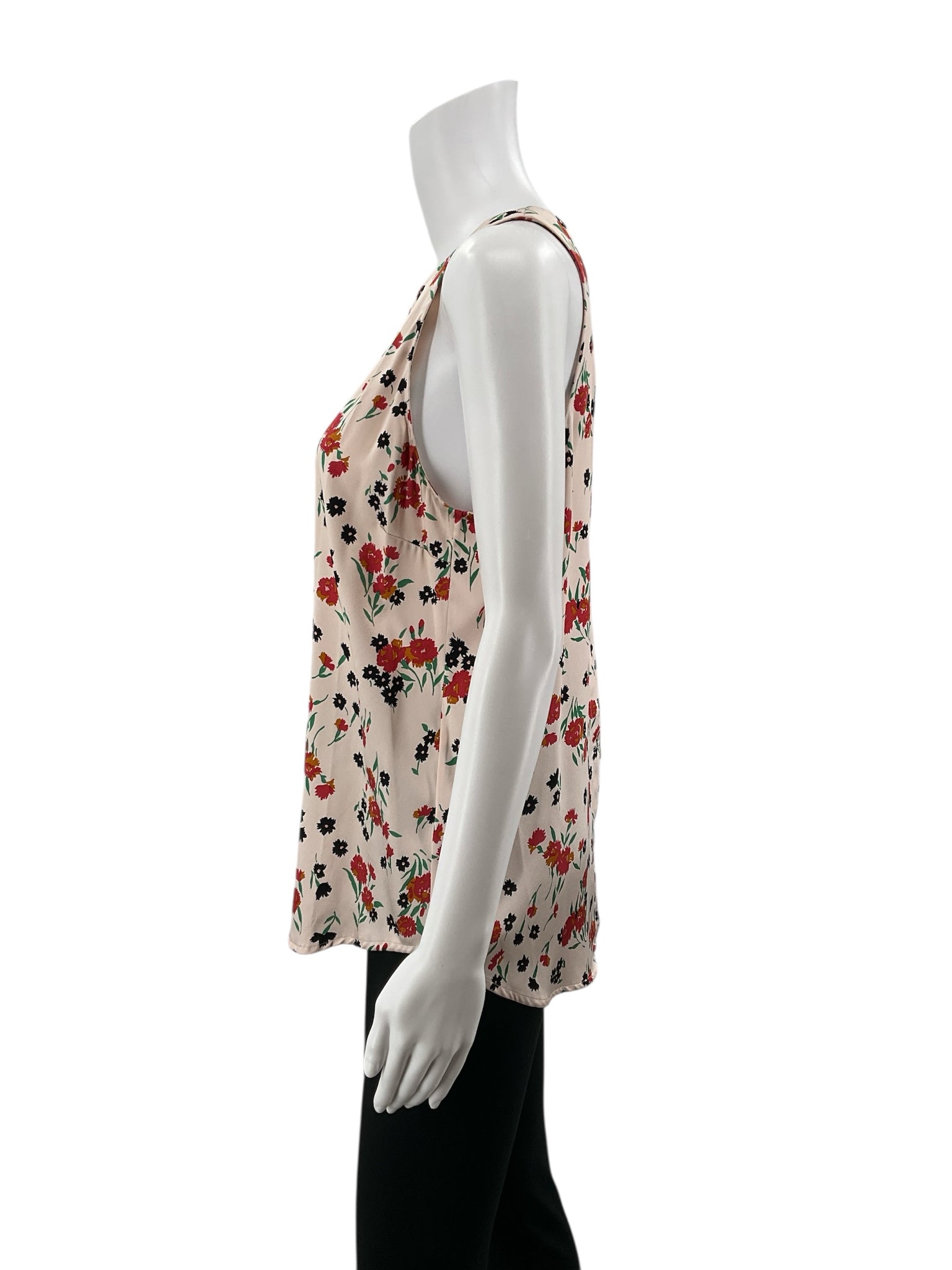 A.L.C. blush/red/black Sleeveless Kati Silk Floral Print Sleeveless Blouse Top Size 8 - Size 8