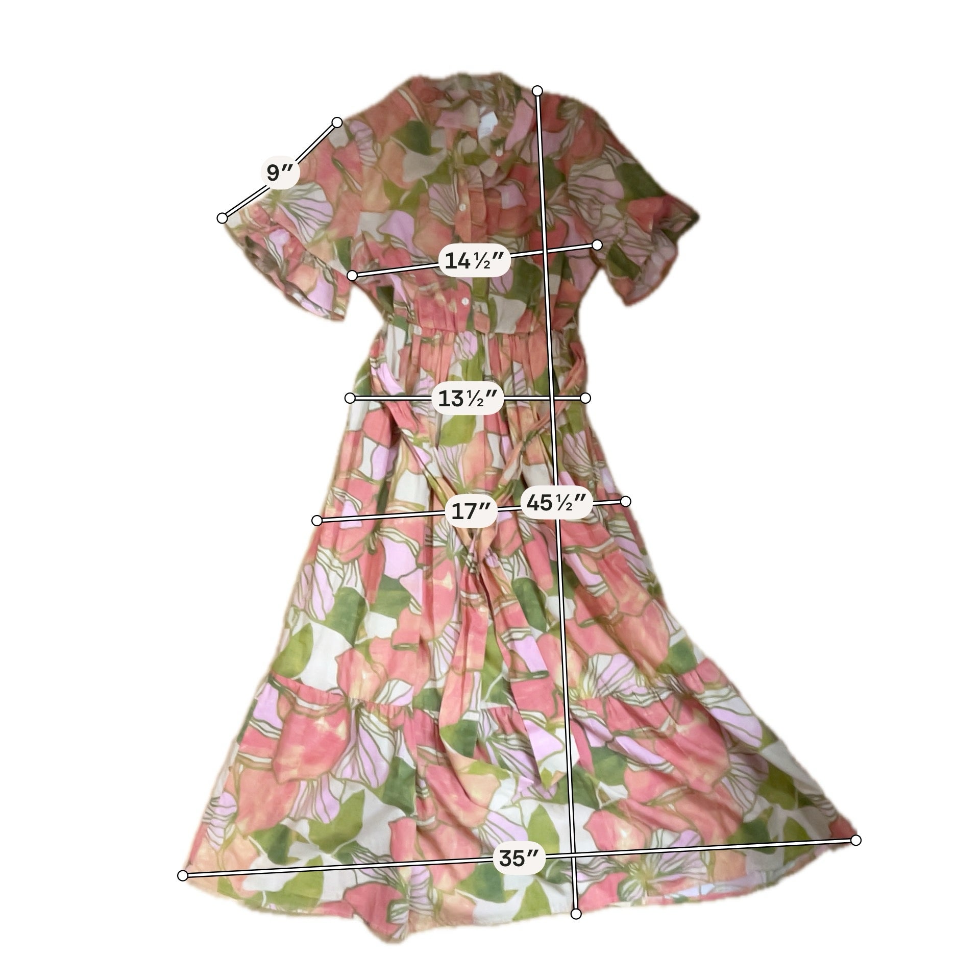LaRoque Original Floral Cotton Tiered Midi Dress Size Medium