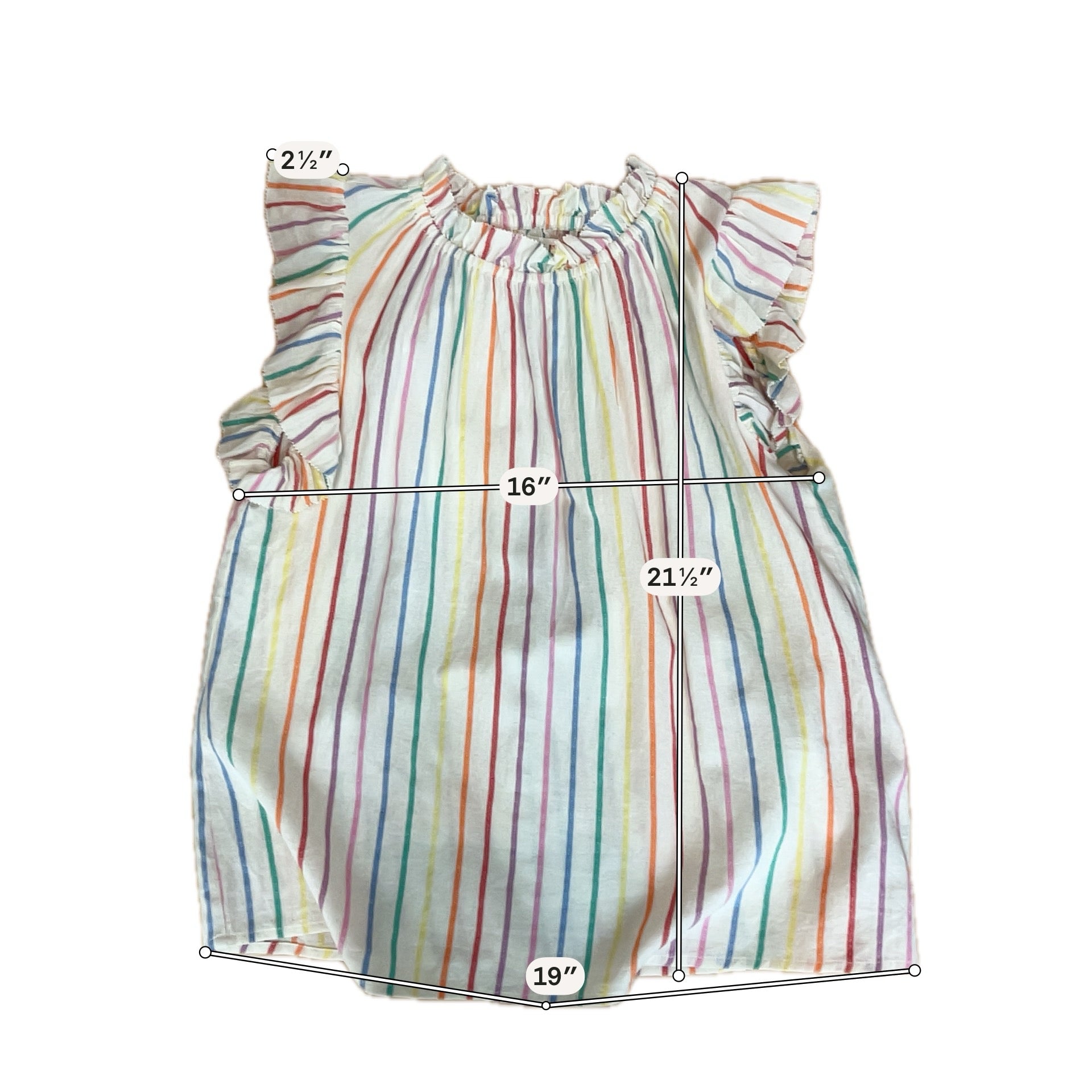 THML Rainbow Stripe Ruffle Flutter Sleeve Top Size XS