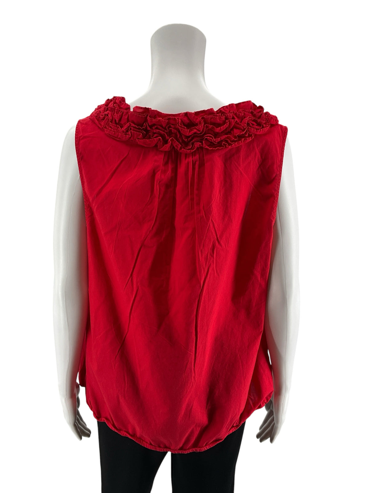 LOFT Red Ruffle V-Neck Sleeveless Blouse Top | Size Large - ONLINE ONLY