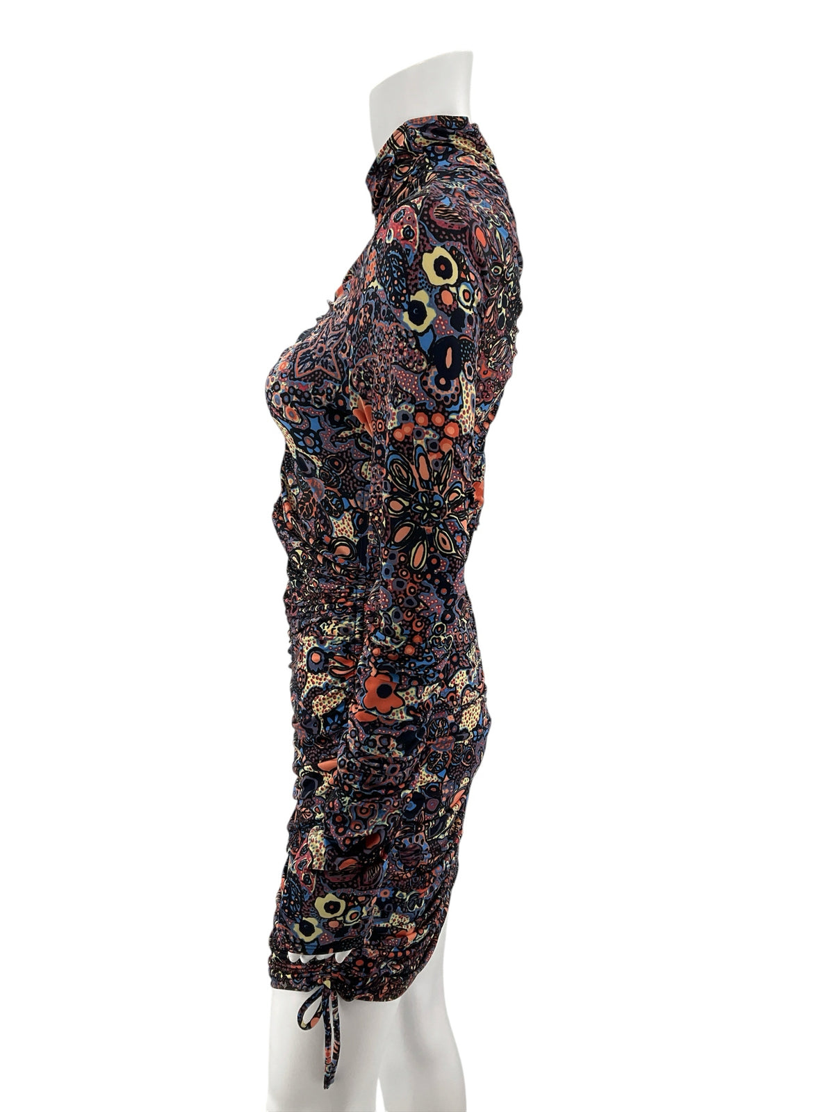 A.L.C. Kieran Ruched Floral Mock Neck Mini Dress Size Medium