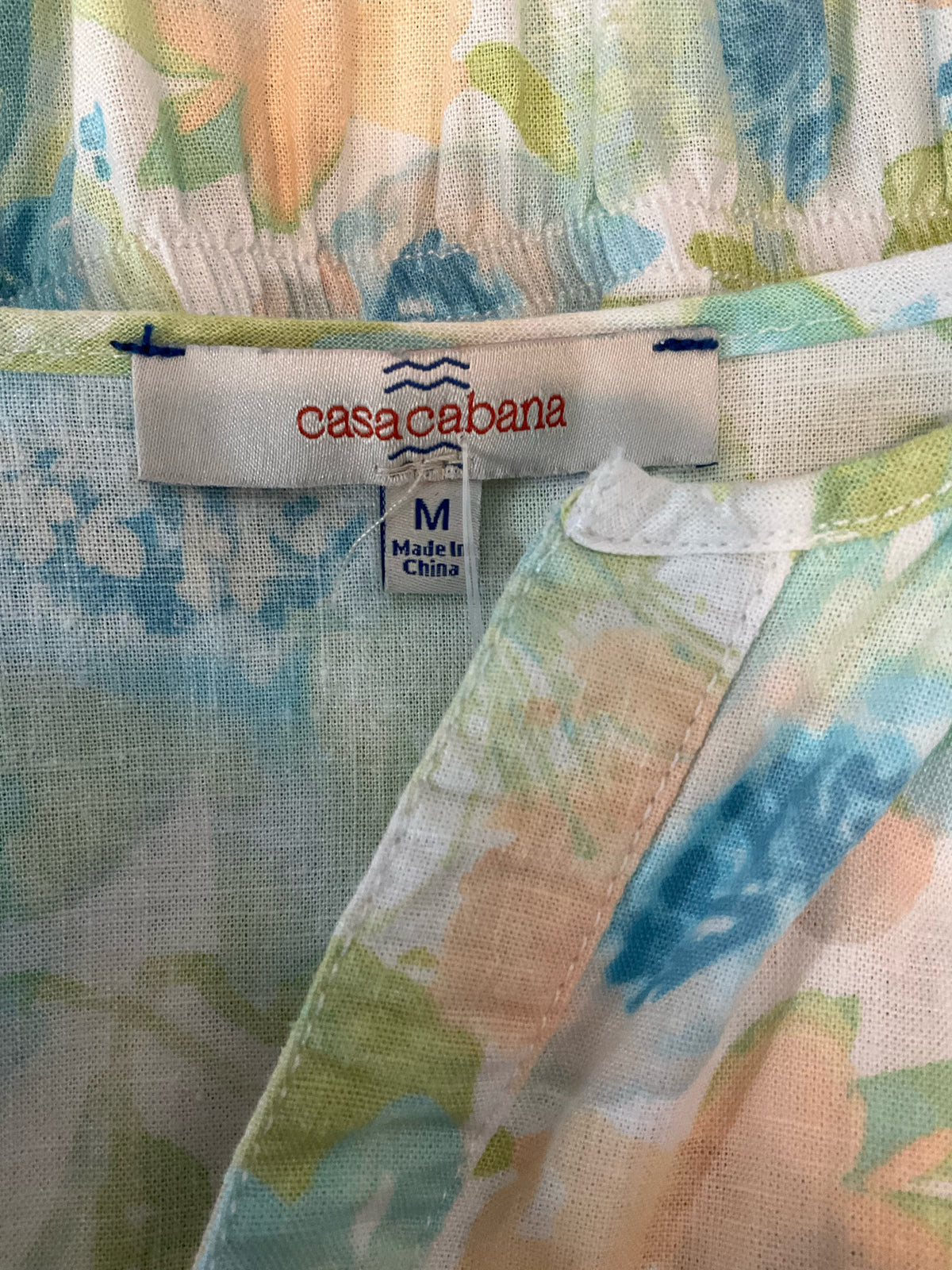 Casa Cabana Size M white/peach/aqua Floral Pre-Owned Ladies Dress - ONLINE ONLY