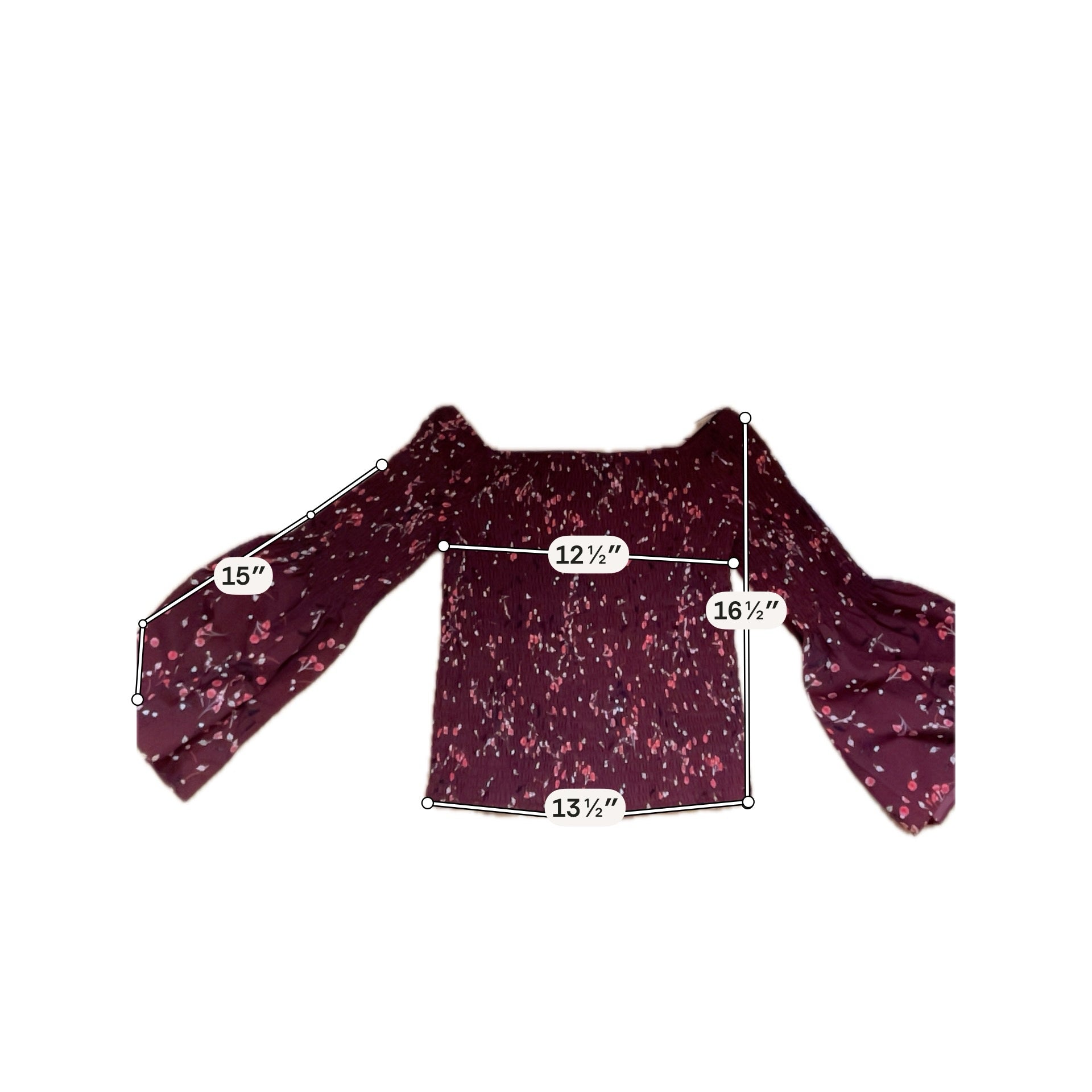 Express Floral Smocked Off The Shoulder Top Burgundy Blouse Size Medium