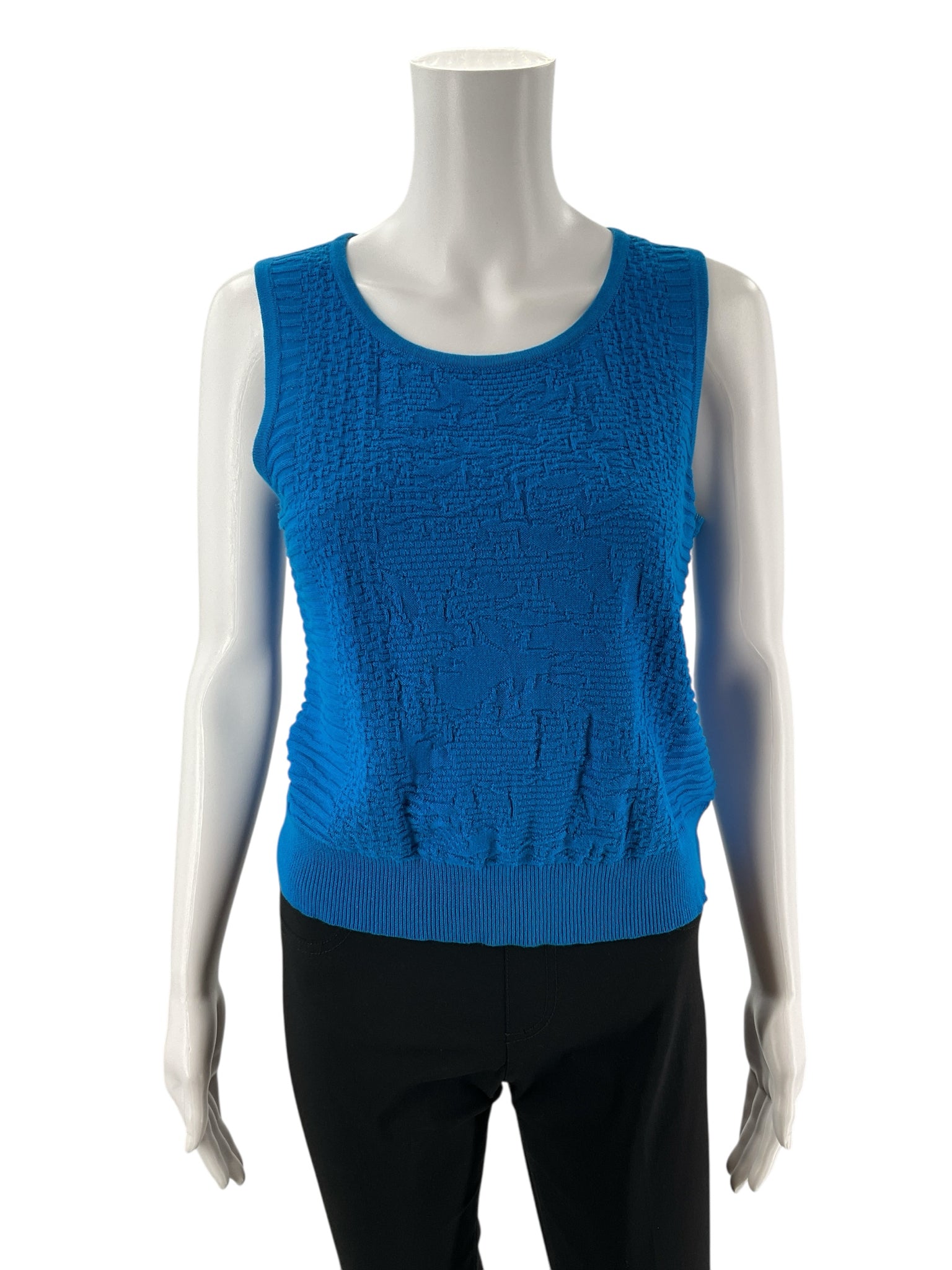 Cable & Gauge Blue Textured Pre-Owned Ladies Top - Size Medium Petite