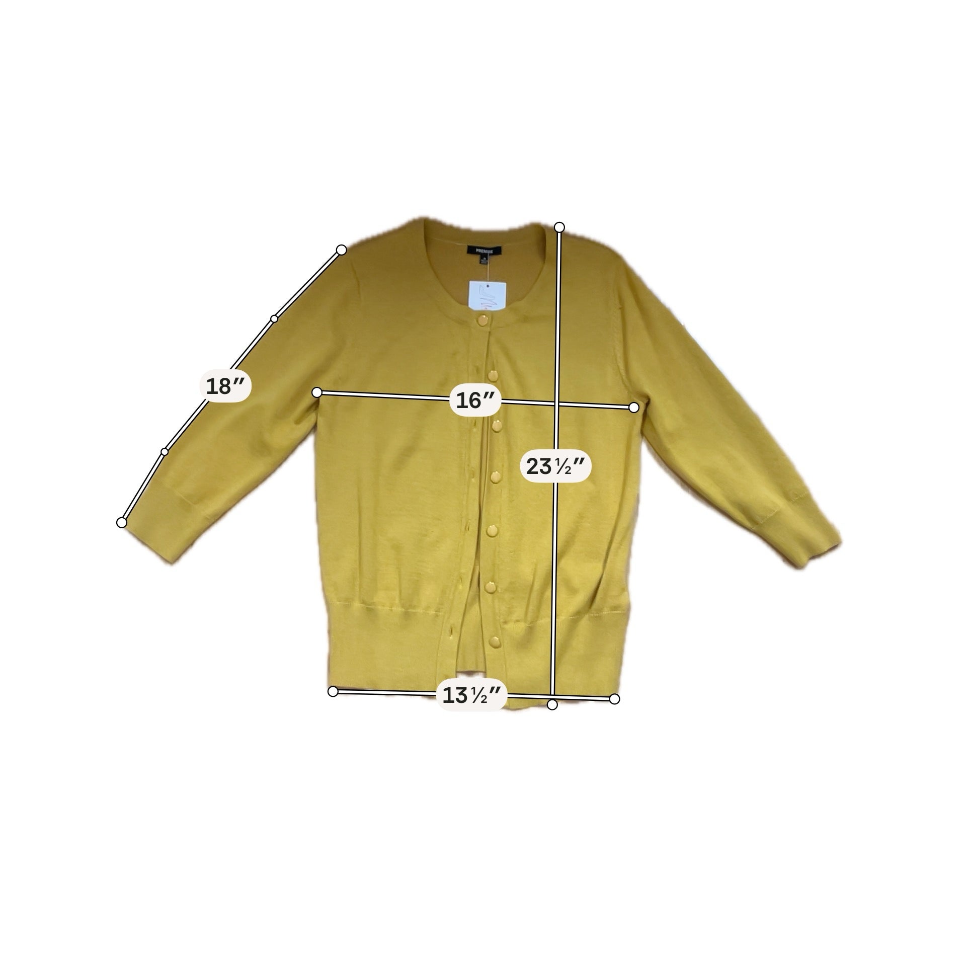 Premise Mustard Yellow Snap Front Cardigan Sweater | Size Medium