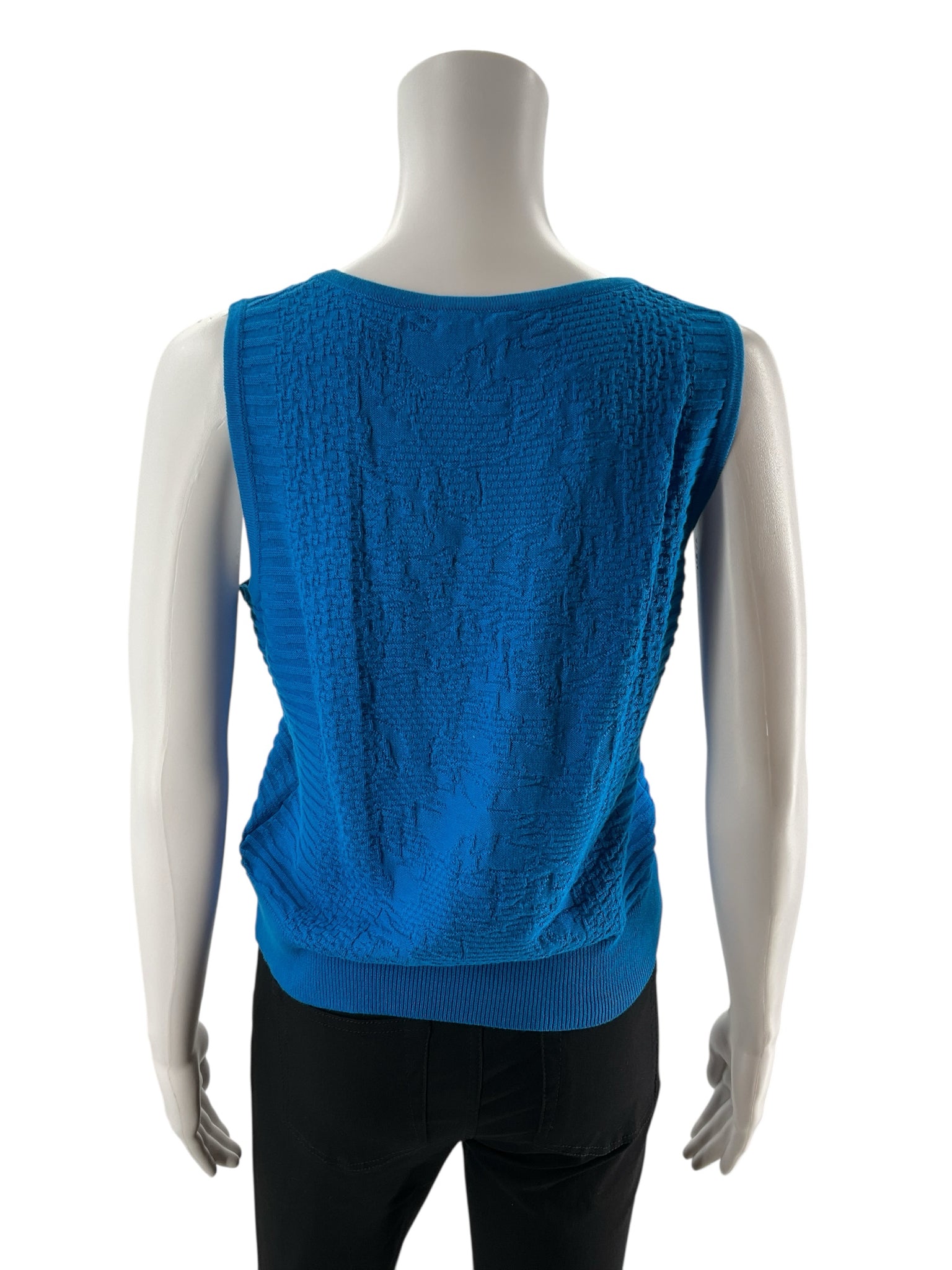 Cable & Gauge Blue Textured Pre-Owned Ladies Top - Size Medium Petite