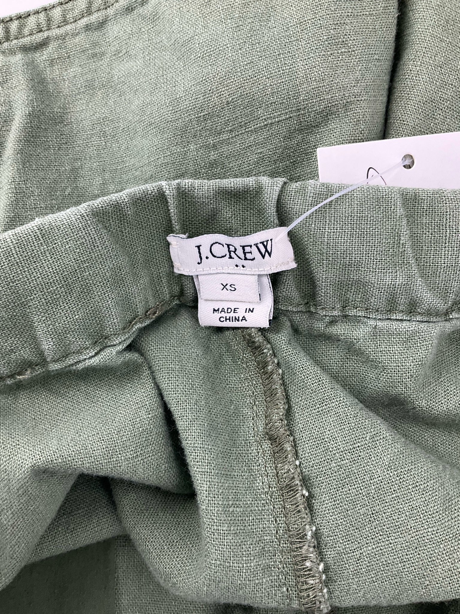 J.Crew Olive Shorts Seaside Linen Cotton Blend Drawstring Shorts XS Olive Green Raw Hem - Size XS