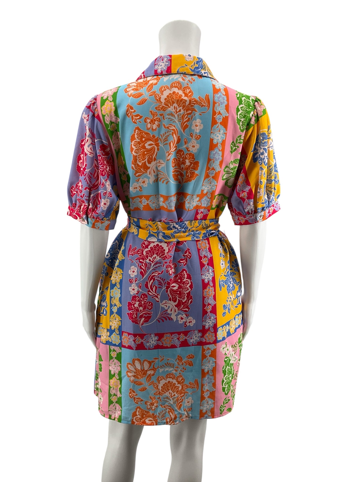 Jodifl Floral Patchwork Puff Sleeve Shirt Dress Size Small