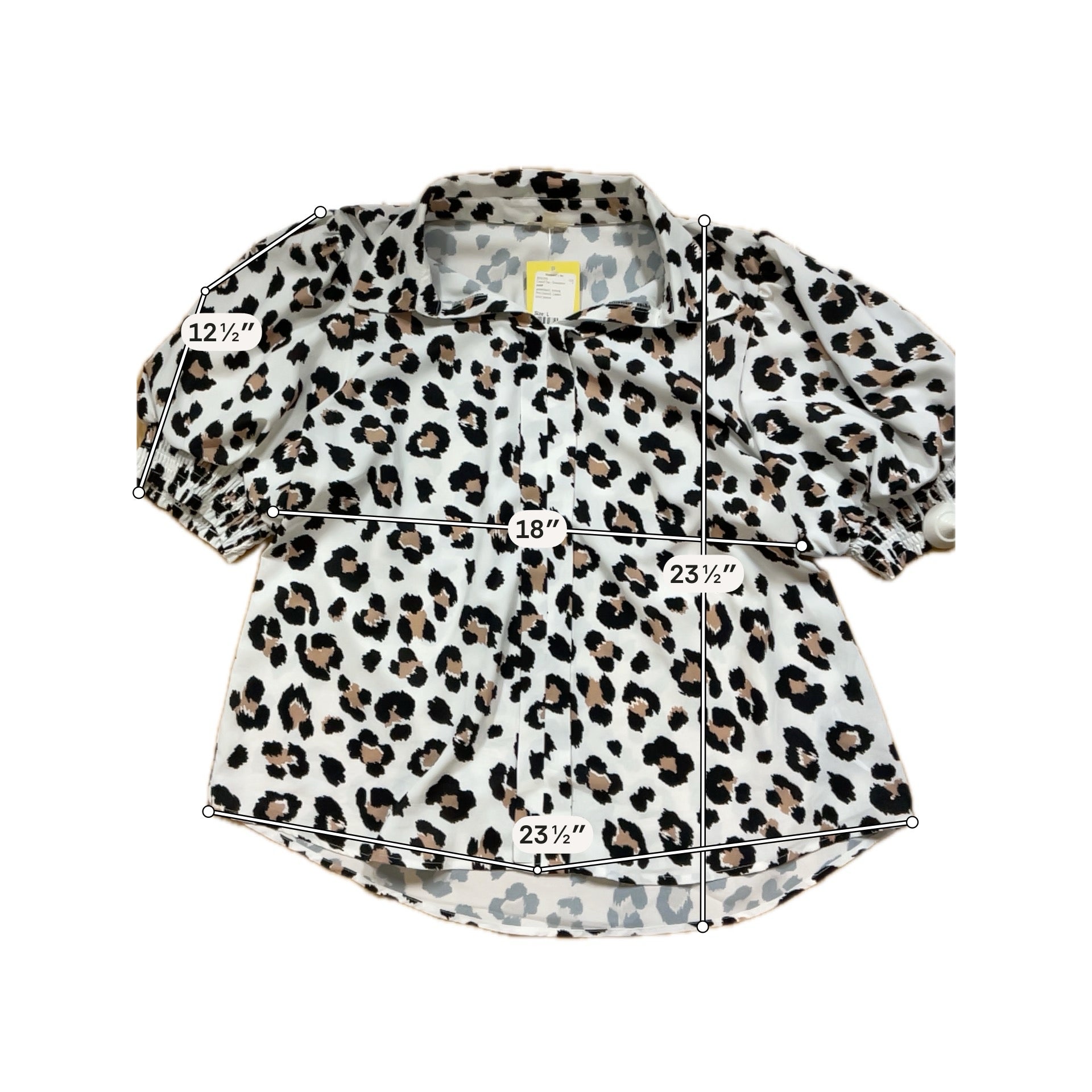 Jodifl Leopard Print Puff Sleeve Blouse | Size Large Animal Print Collared Top