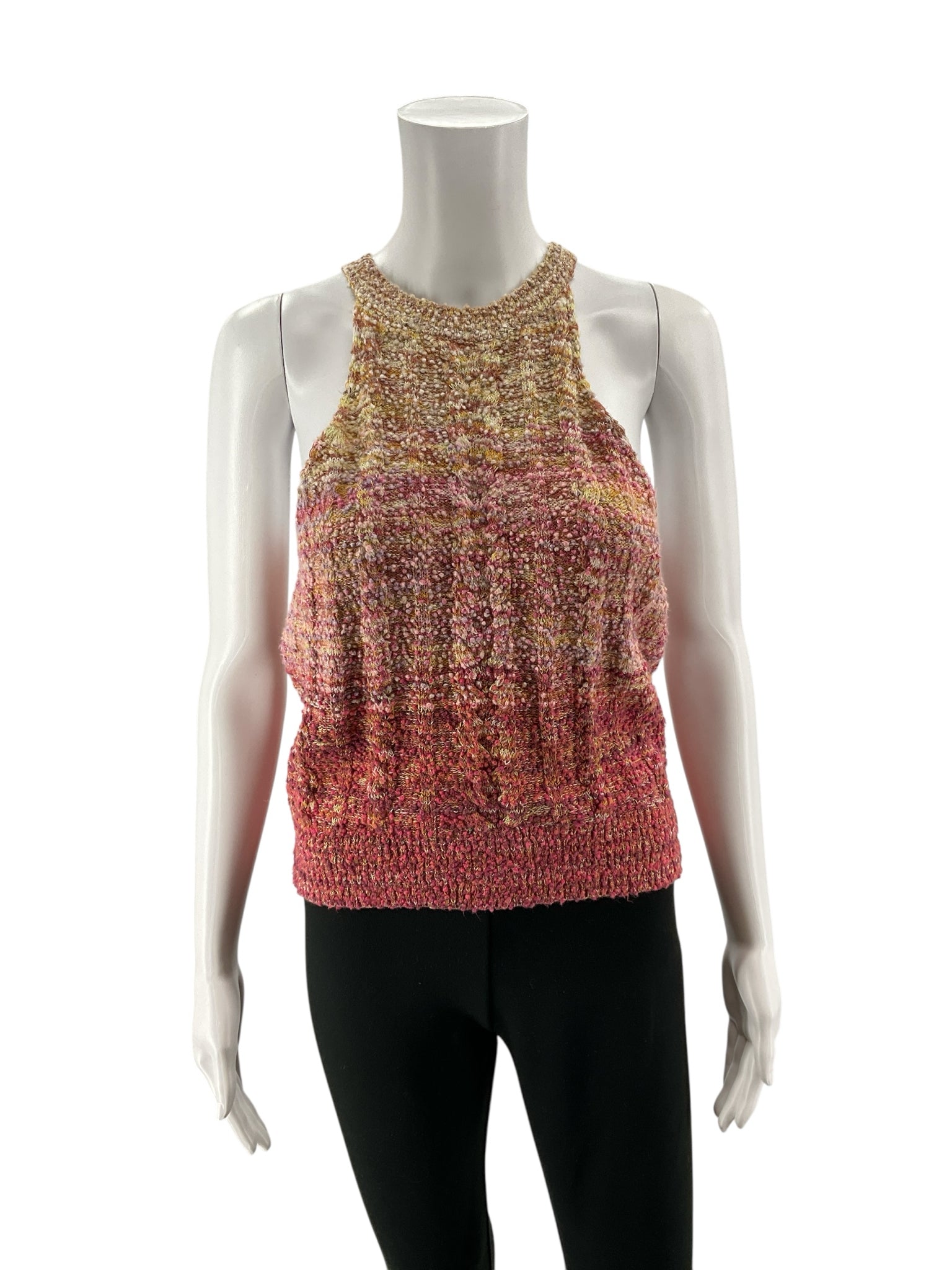 Pilcro Bouclé Knit Halter Sweater Tank Top Size Small Pink Yellow Ombre Italian Made