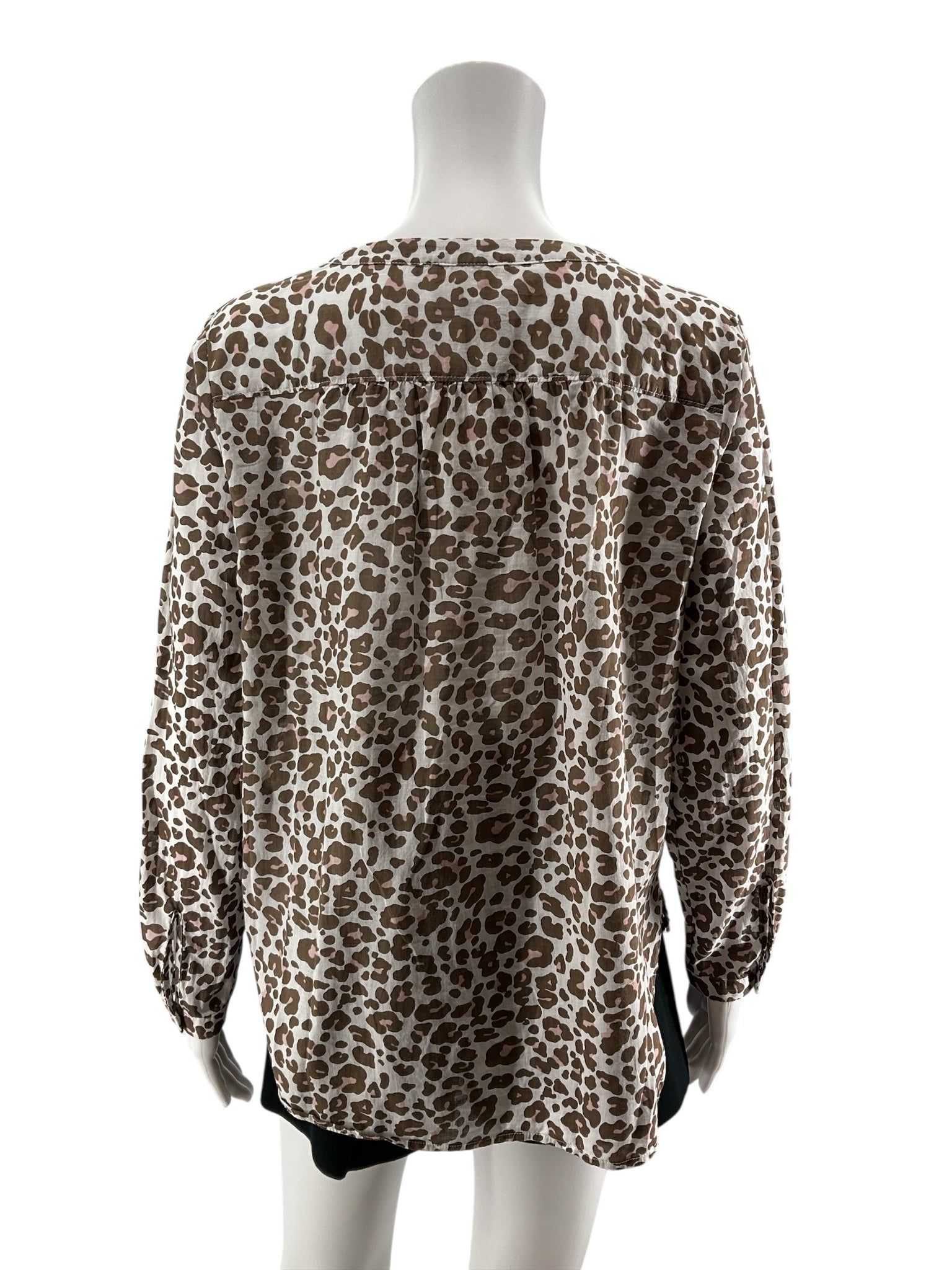 LOFT Outlet Petite Leopard Print Blouse | Size MP | 100% Cotton Animal Print Top