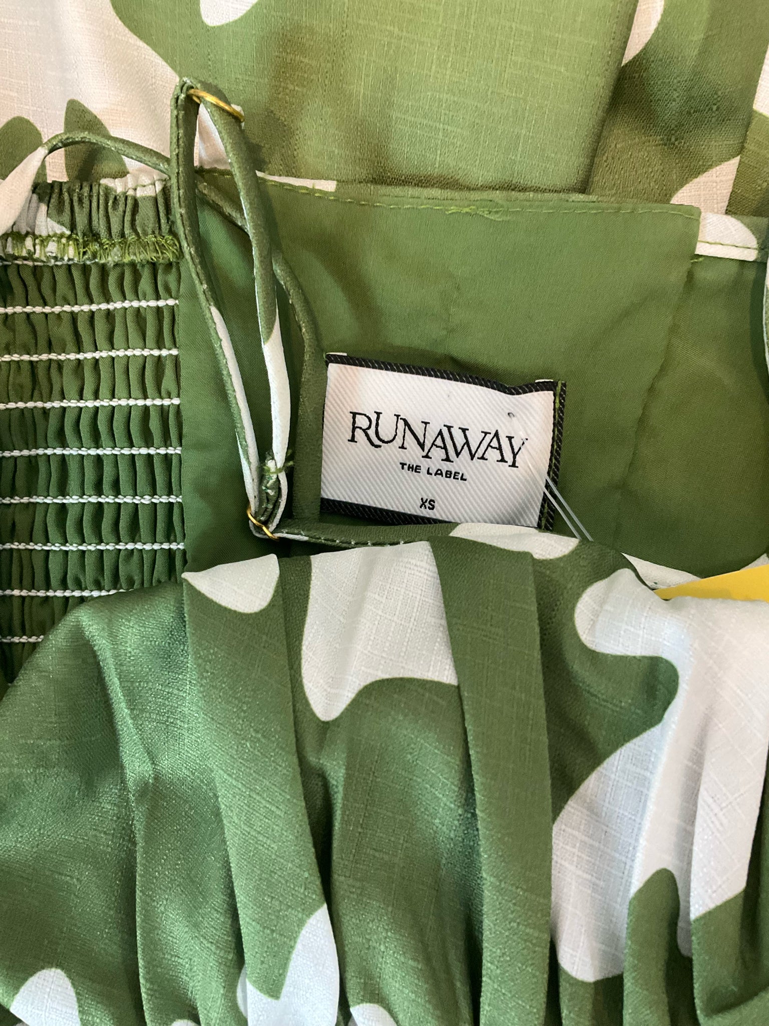 Runaway The Label White/green Maxi Isla Midi Dress XS Sage Green Botanical Print - Size XS