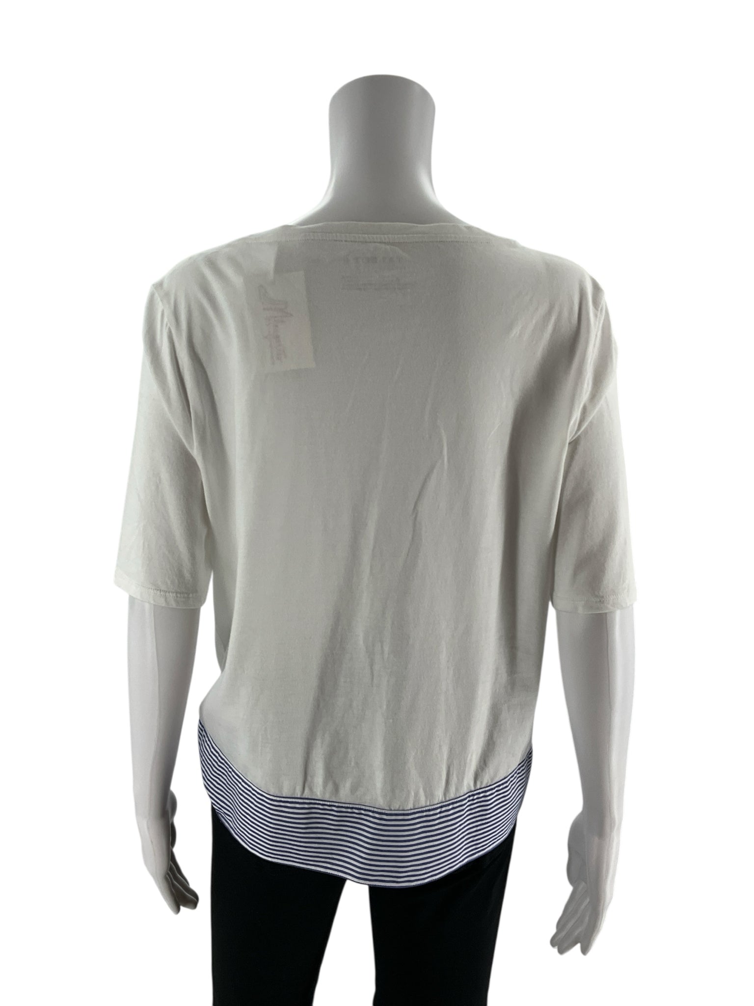 Talbots White/Blue Solid Pre-Owned Ladies Top - Size Large