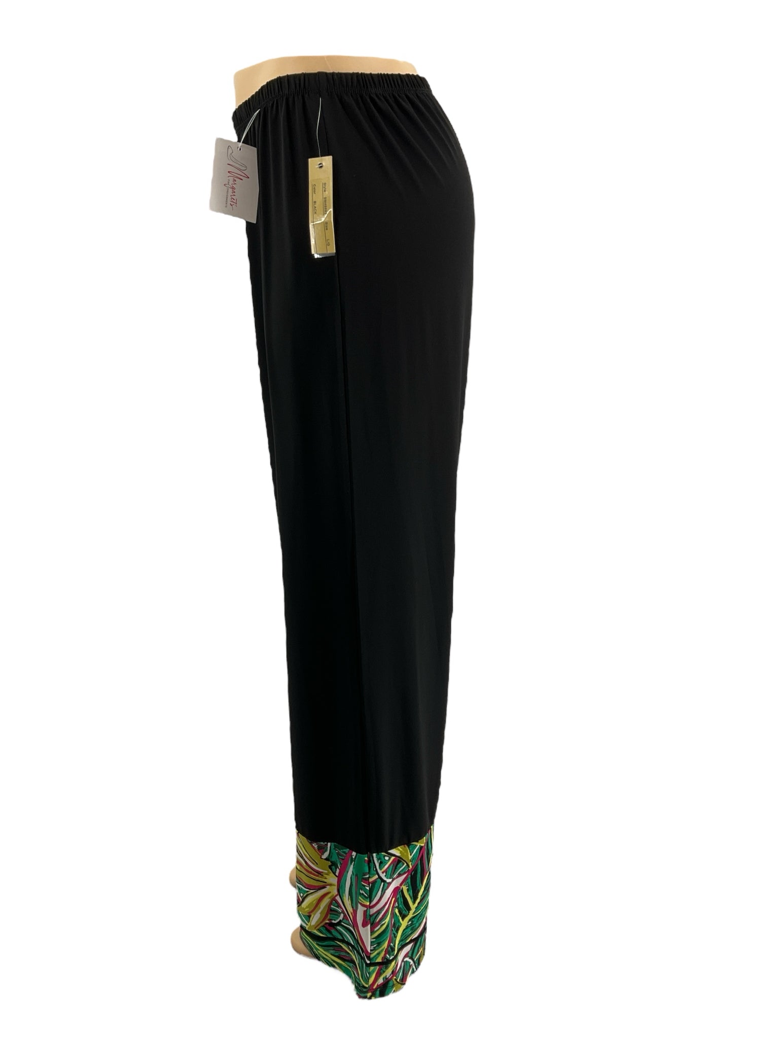Melissa Paige Black Leaf Cuff Wide-Leg Pants – Size Large, NWT - Margaret’s Fine Consignment