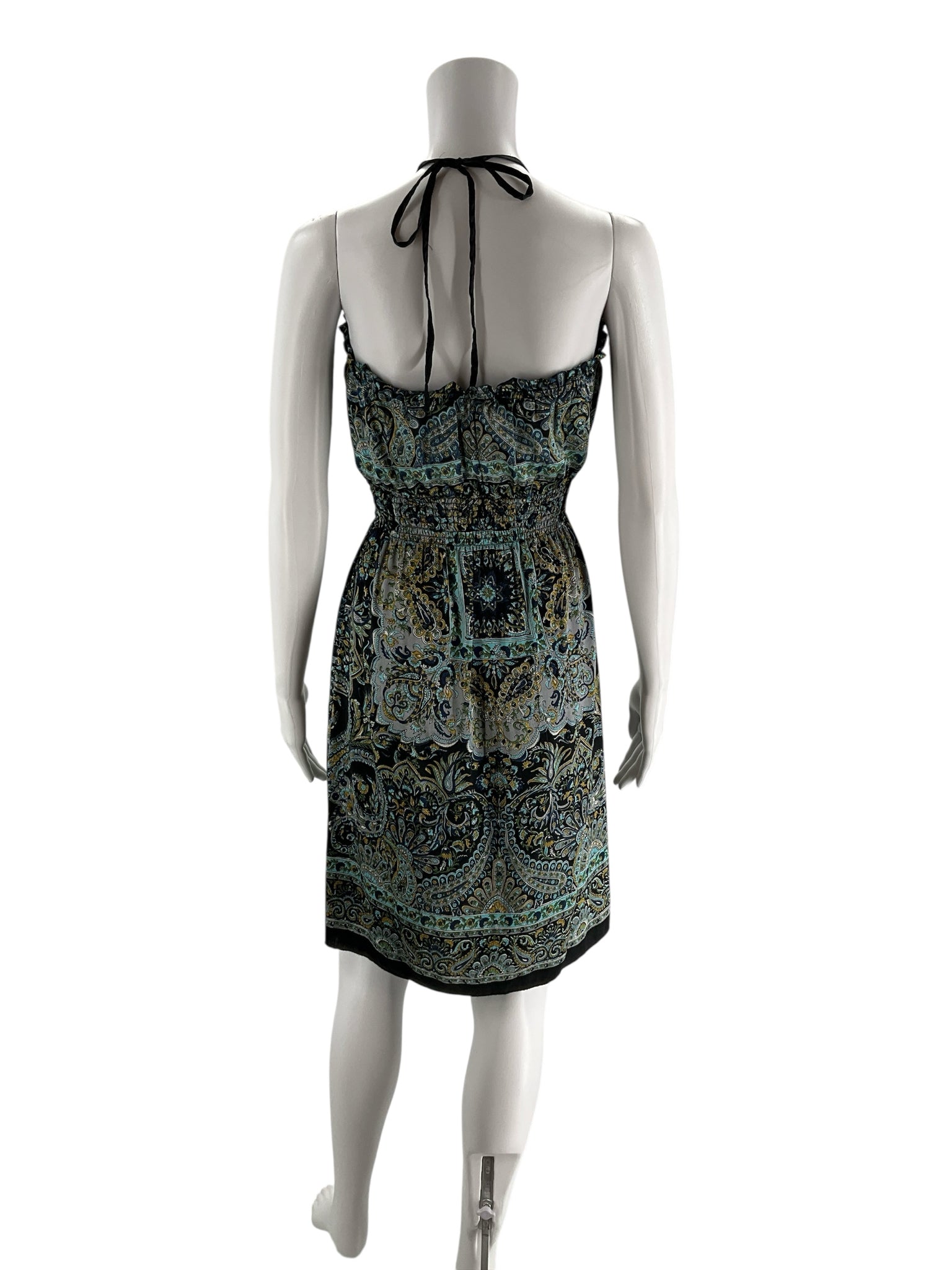 Classique Black/Blue Paisley Pre-Owned Ladies Dress - Size Small