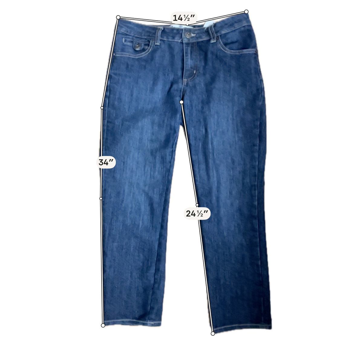 One X One Womens Size 6 Mid-Rise Straight Leg Ankle Crop Jeans Dark Wash- ONLINE ONLY