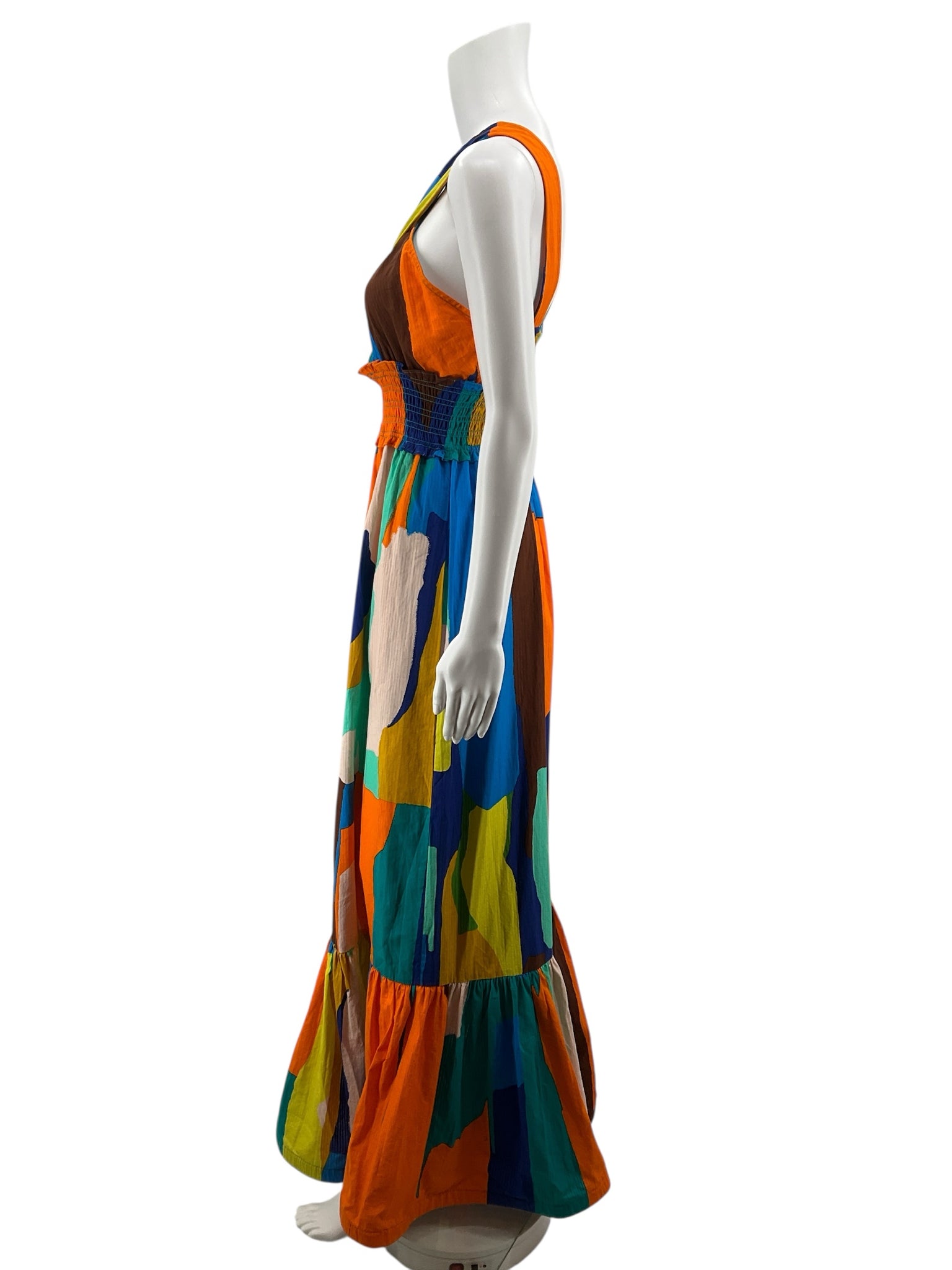 Plenty by Tracy Reese Abstract Print Shirred Waist Maxi Dress Size Small