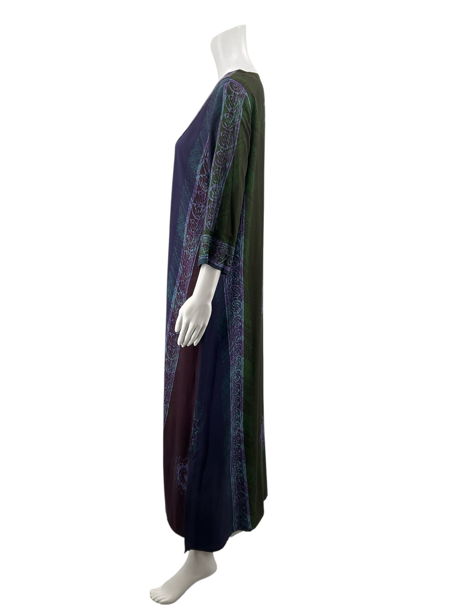 Novica purple/green/blue Maxi Artisan Batik Print Rayon Maxi Dress Purple Green Blue Size Medium - Size M