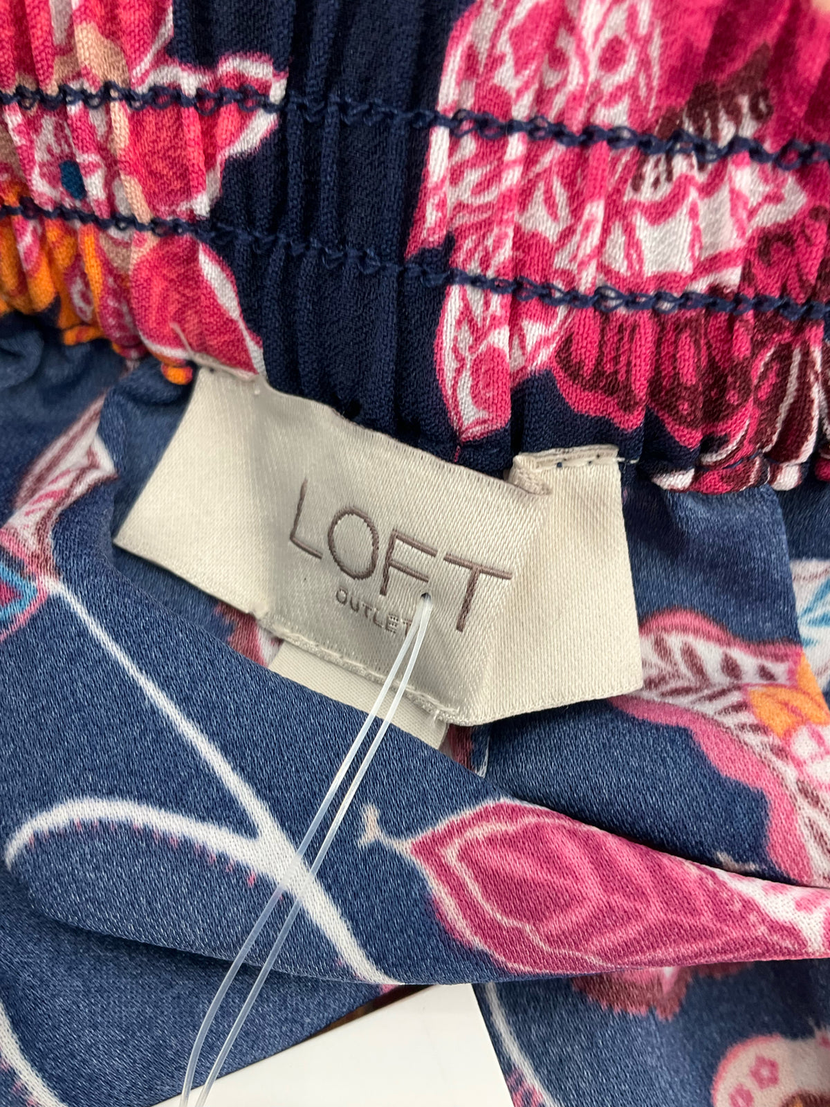 LOFT Outlet Floral A-Line Pull-On Skirt Navy Pink Size Small - ONLINE ONLY