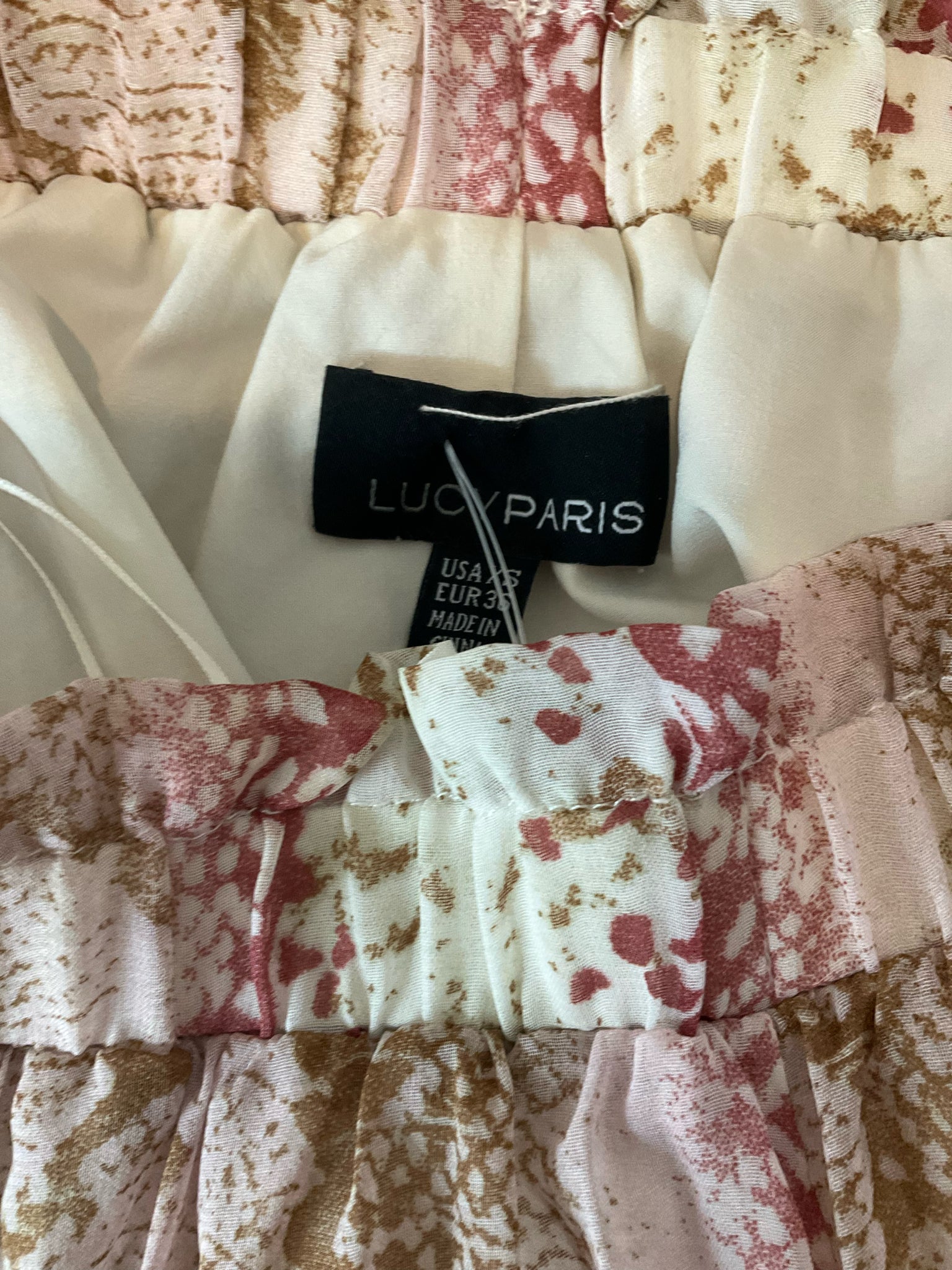 Lucky Paris pink/white/brown Skirt Snakeskin Print Asymmetrical Handkerchief Hem Midi Skirt Size 6 - Size XS