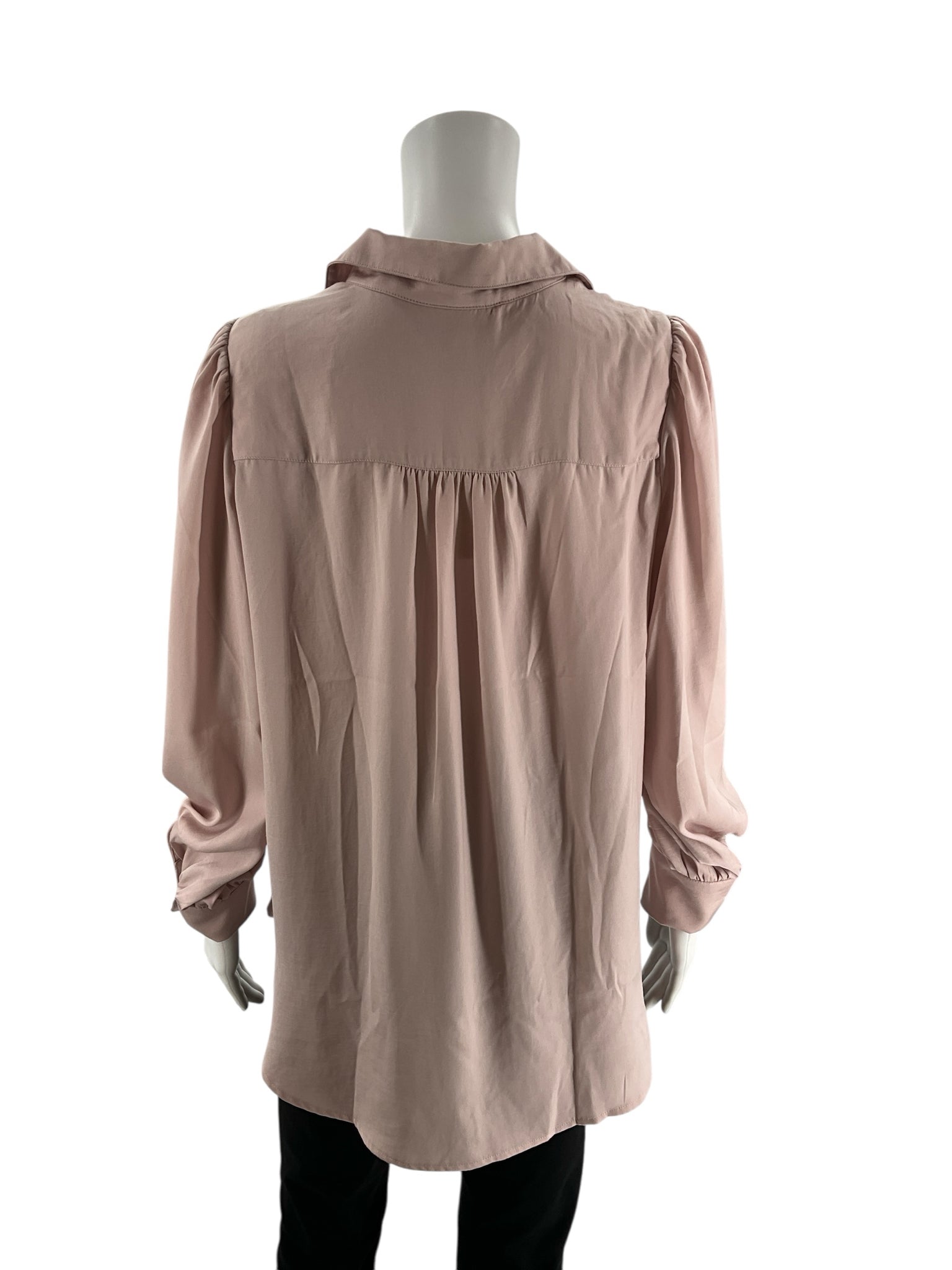 Blush Banana Republic blouse in size medium, featuring a classic minimalist design suitable for business casual wear.