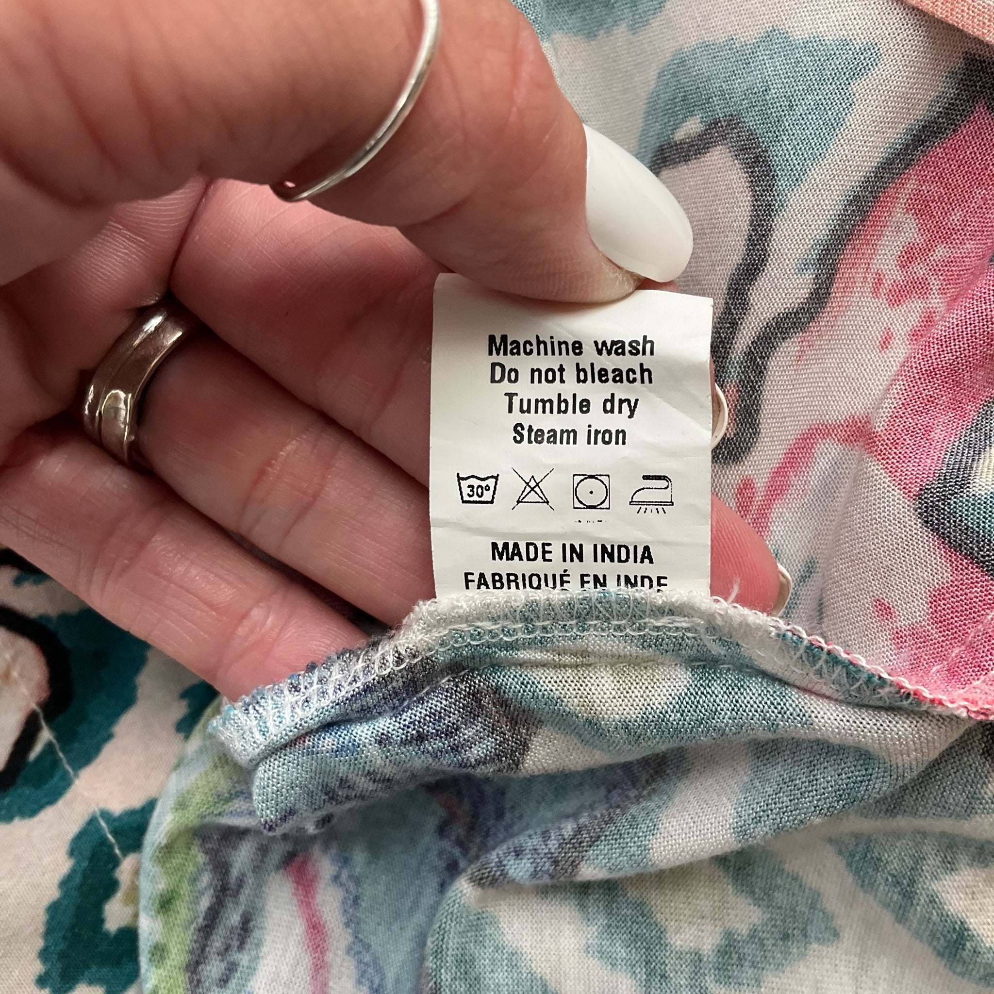 Blank London Peach/Blue/Pink/Green Floral Pre-Owned Top - Size Large - Margaret’s Fine Consignment