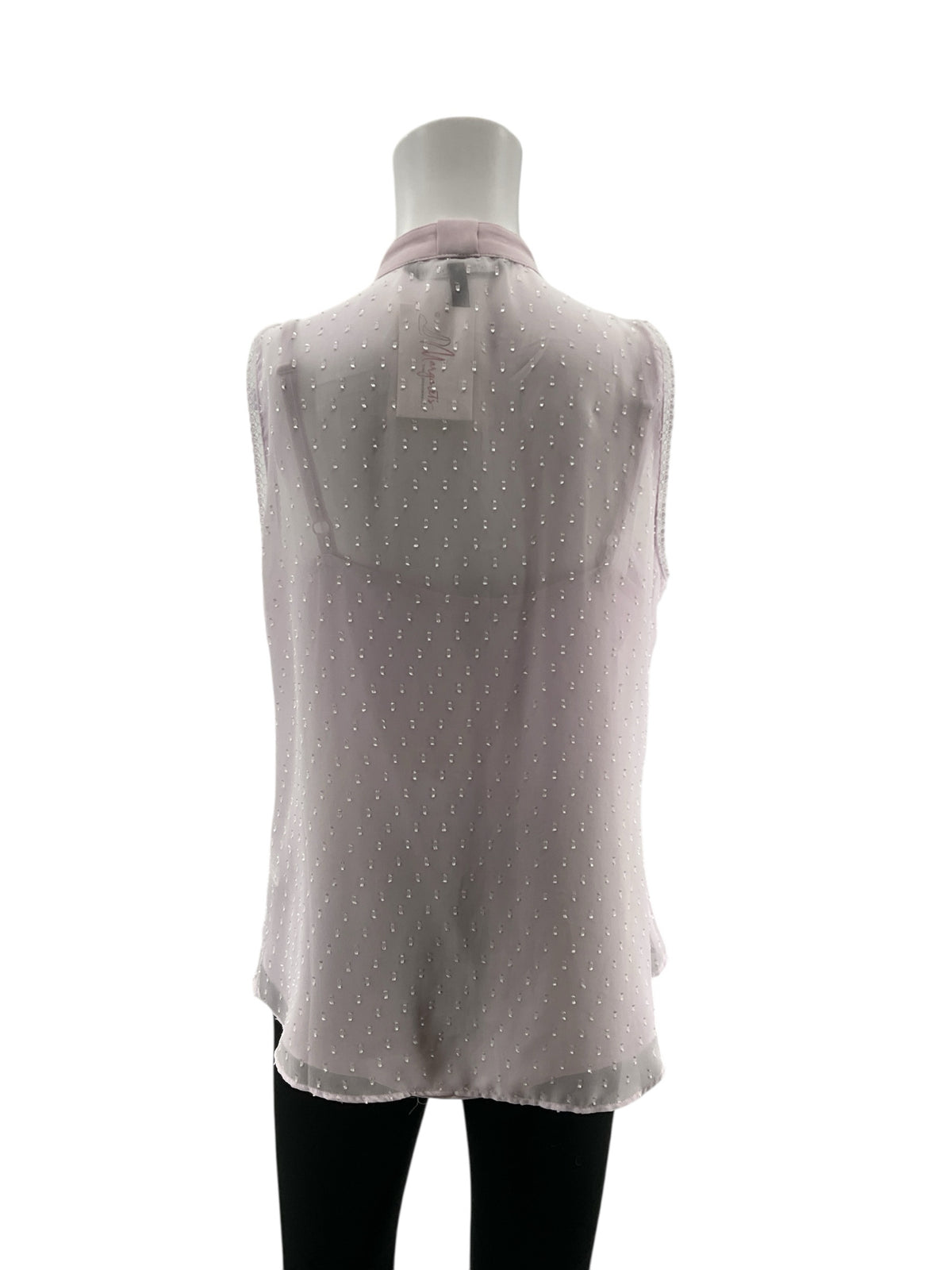 White House Black Market Lavender Swiss Dot Lace Trim Blouse Top Size 6 - ONLINE ONLY