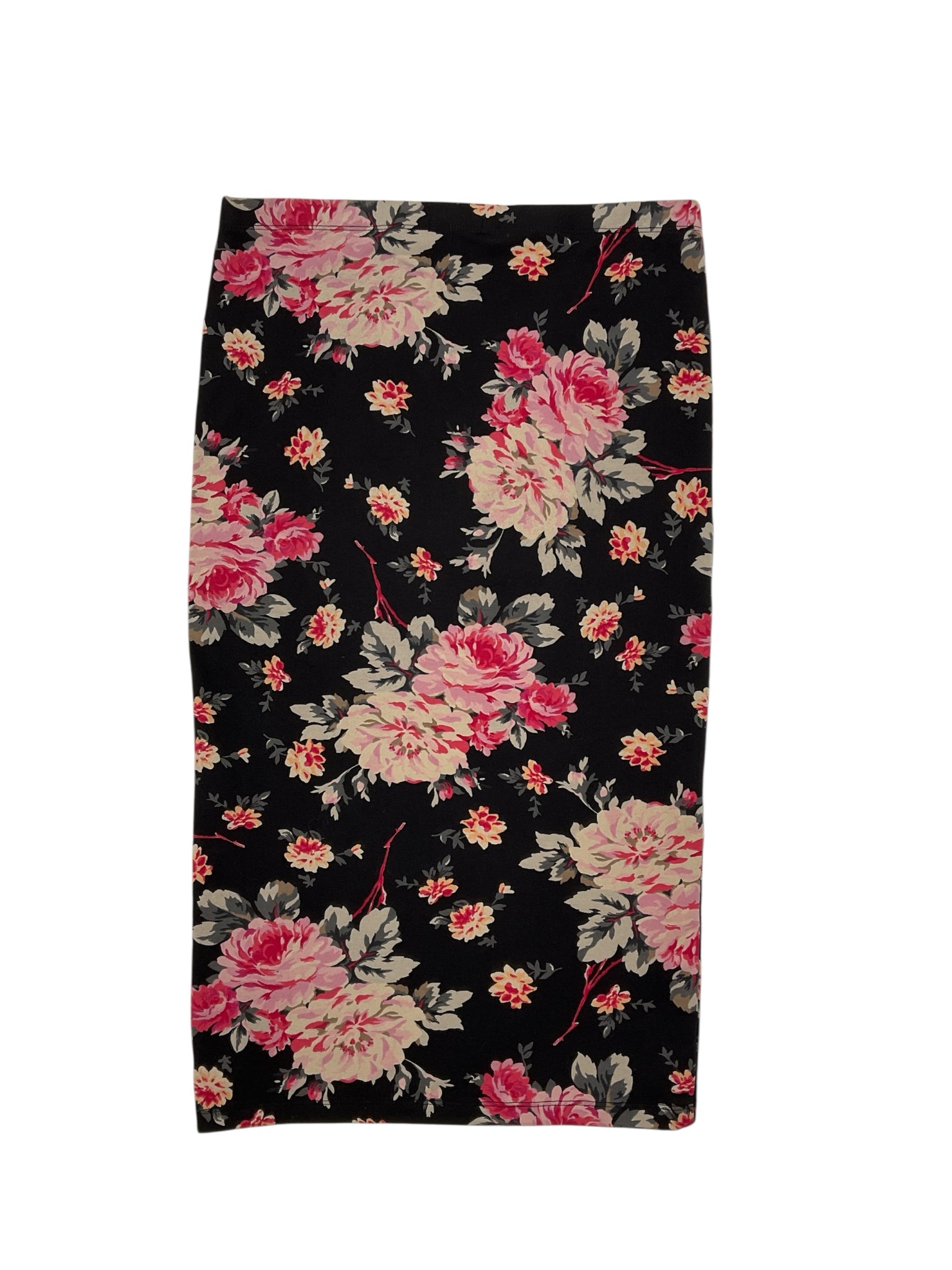 Express Black/Tan/Pink Skirt Black Pink Floral High-Waisted Pencil Midi Skirt Size Medium - Size M