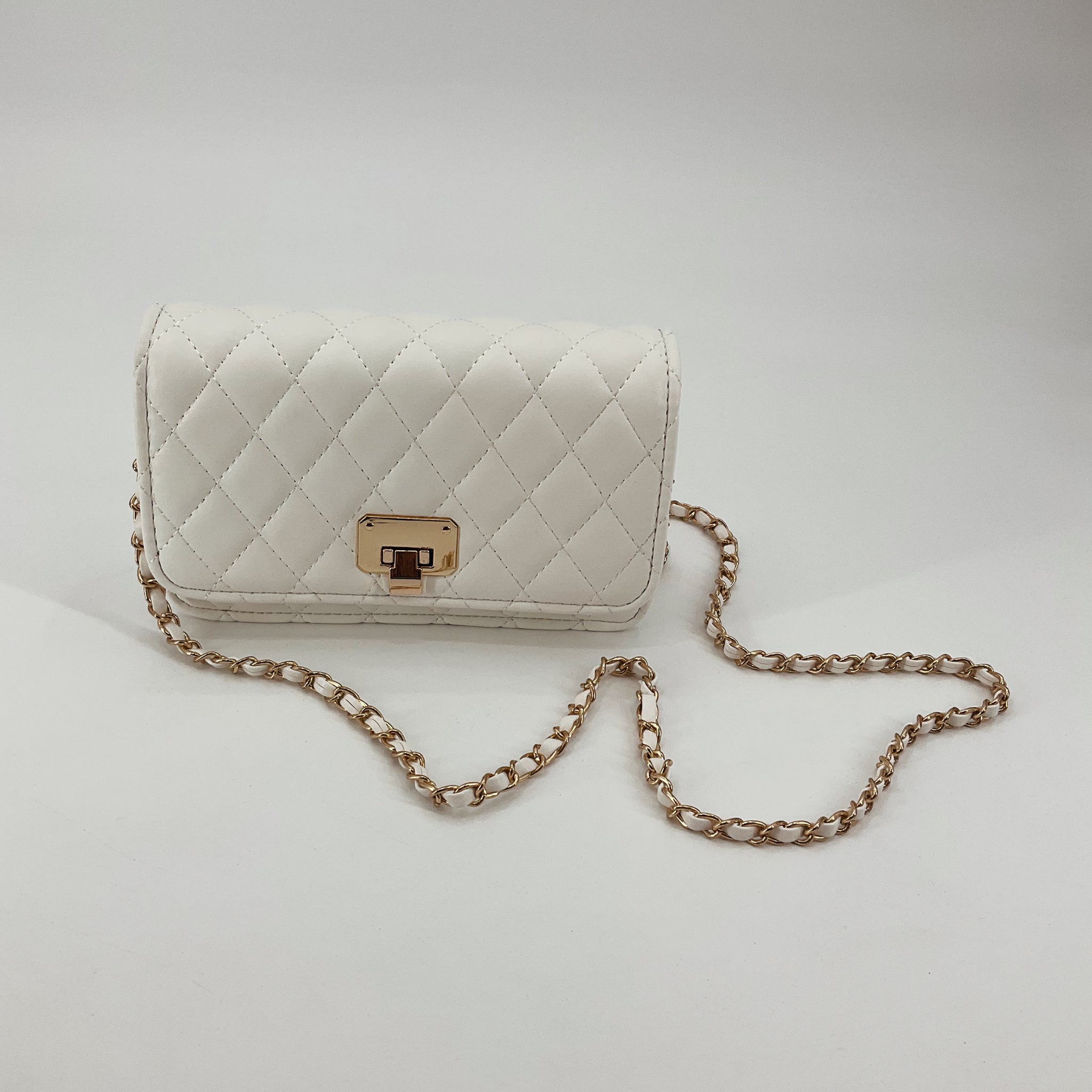 Haksim Off White Quilted Chain Crossbody Bag Classic Flap Purse