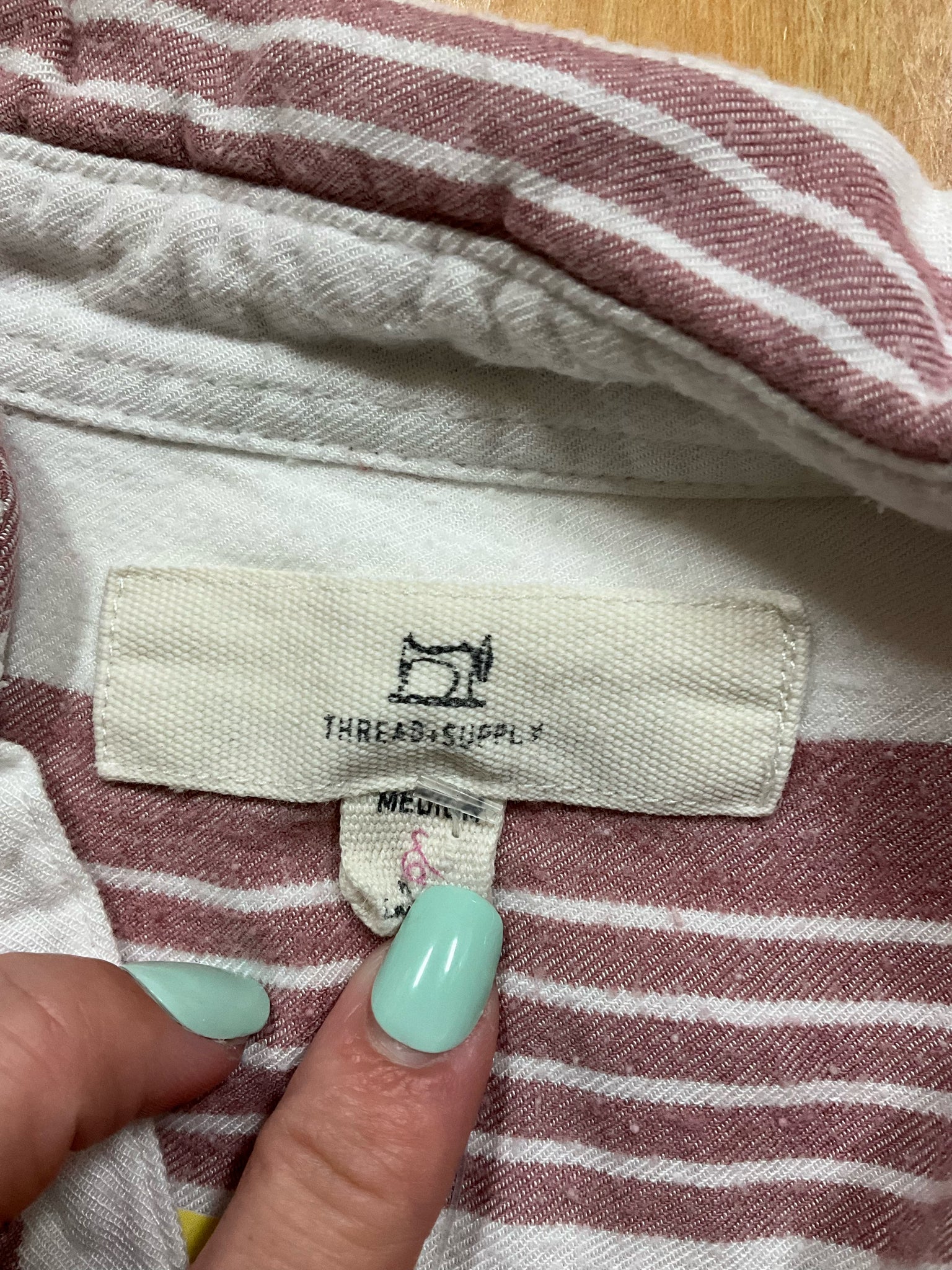 Thread & Supply Rosewater Striped Roll-Tab Tunic Top Size Medium