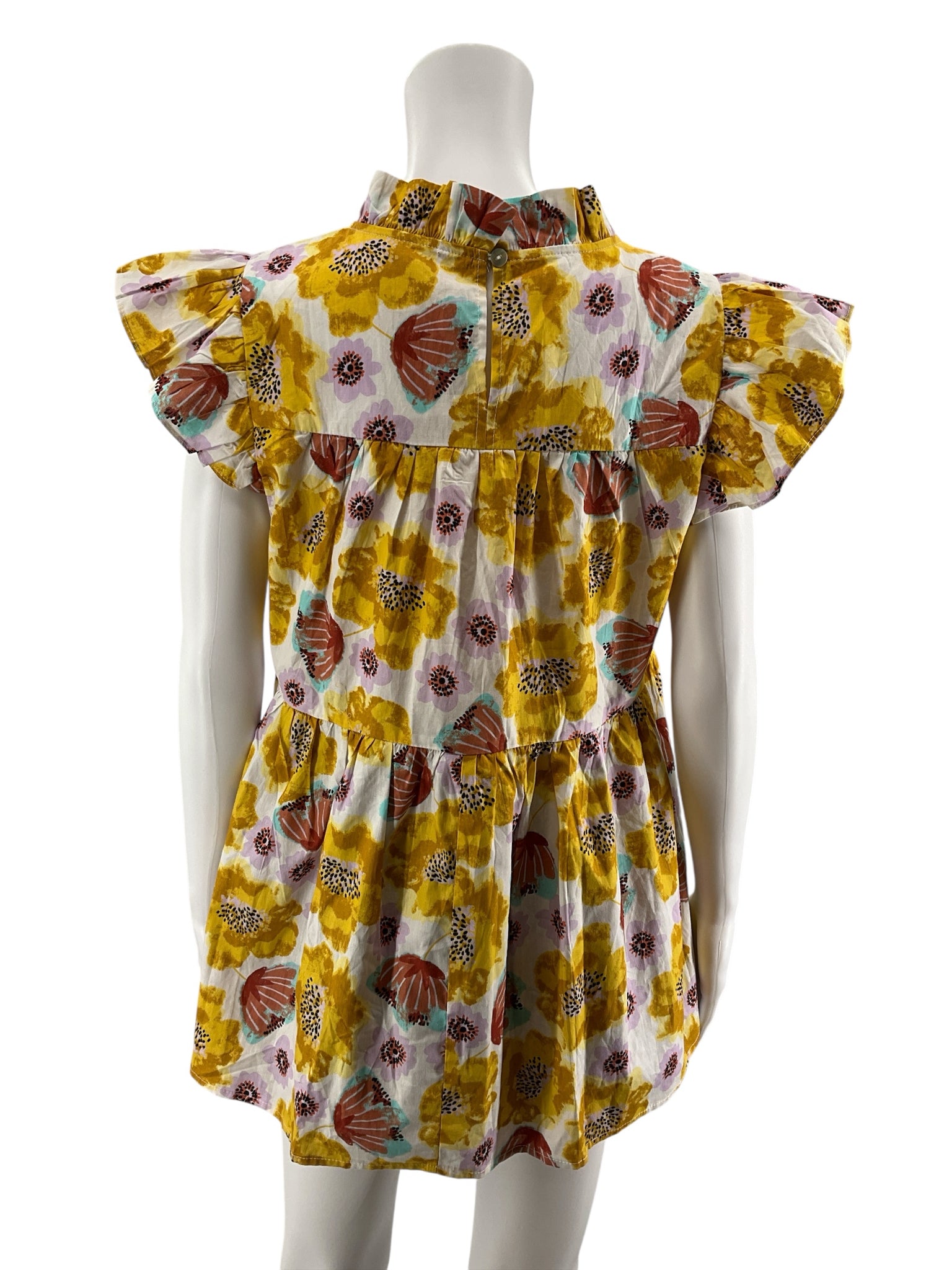 Jodifl Floral Ruffle Neck Tiered Tunic Top Size Medium