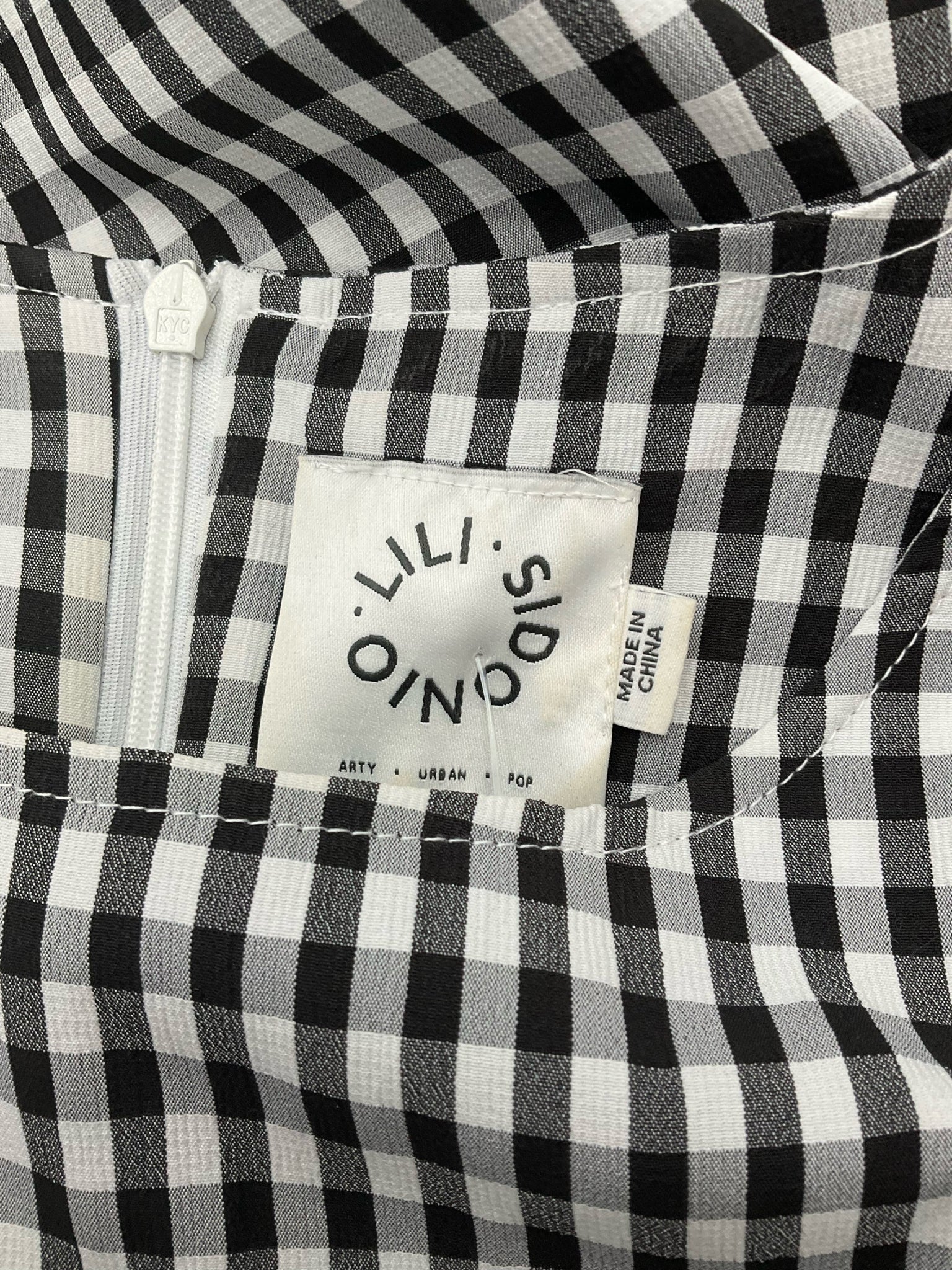 Lili Sidonio black/white Midi Gingham Check Drop Waist Midi Dress Size XS/S - Size XS/S