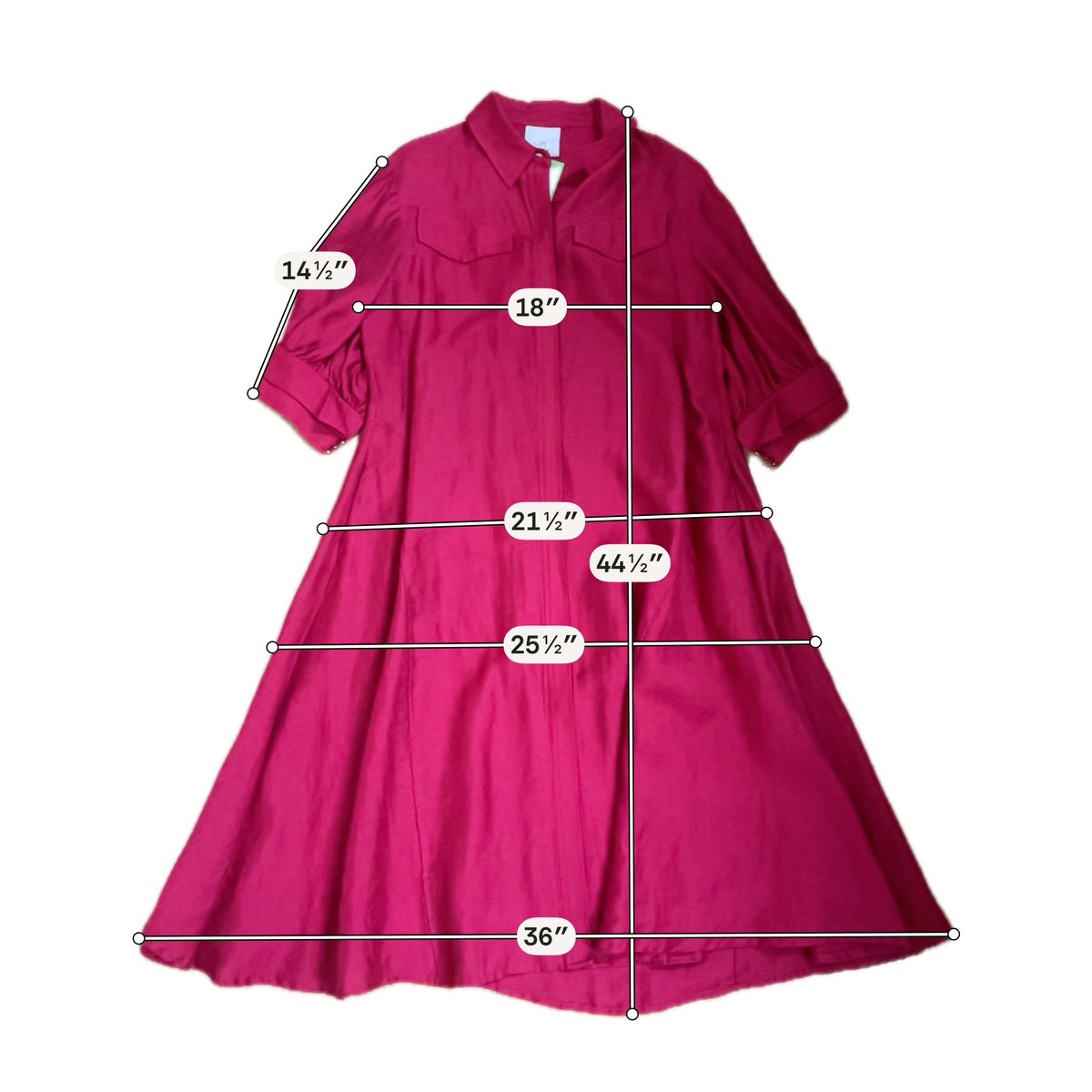 Acler Banks Fuschia Linen-Blend Belted Midi Shirtdress Size 8 - ONLINE ONLY