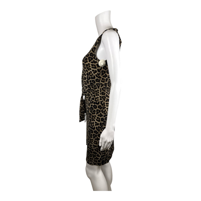 Michael Kors XS Black & Brown Animal Print Sleeveless Dress