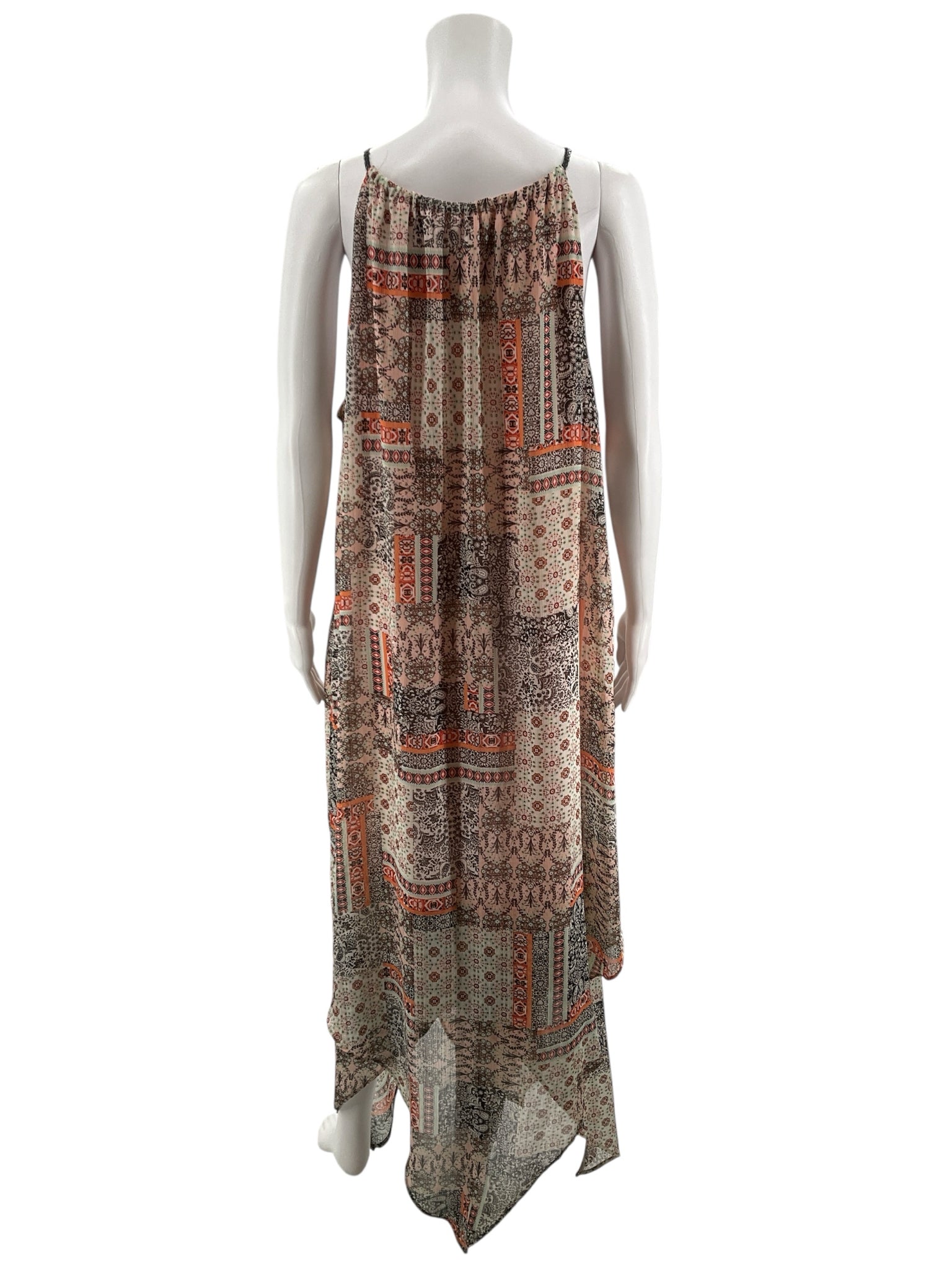 SOHO APPAREL LTD. multi Maxi Soho Apparel Bohemian Patchwork Maxi Dress Sleeveless Handkerchief Hem XL - Size XL