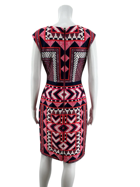 Vince Camuto Pink & Navy Tribal Print Sleeveless Sheath Dress Size 6