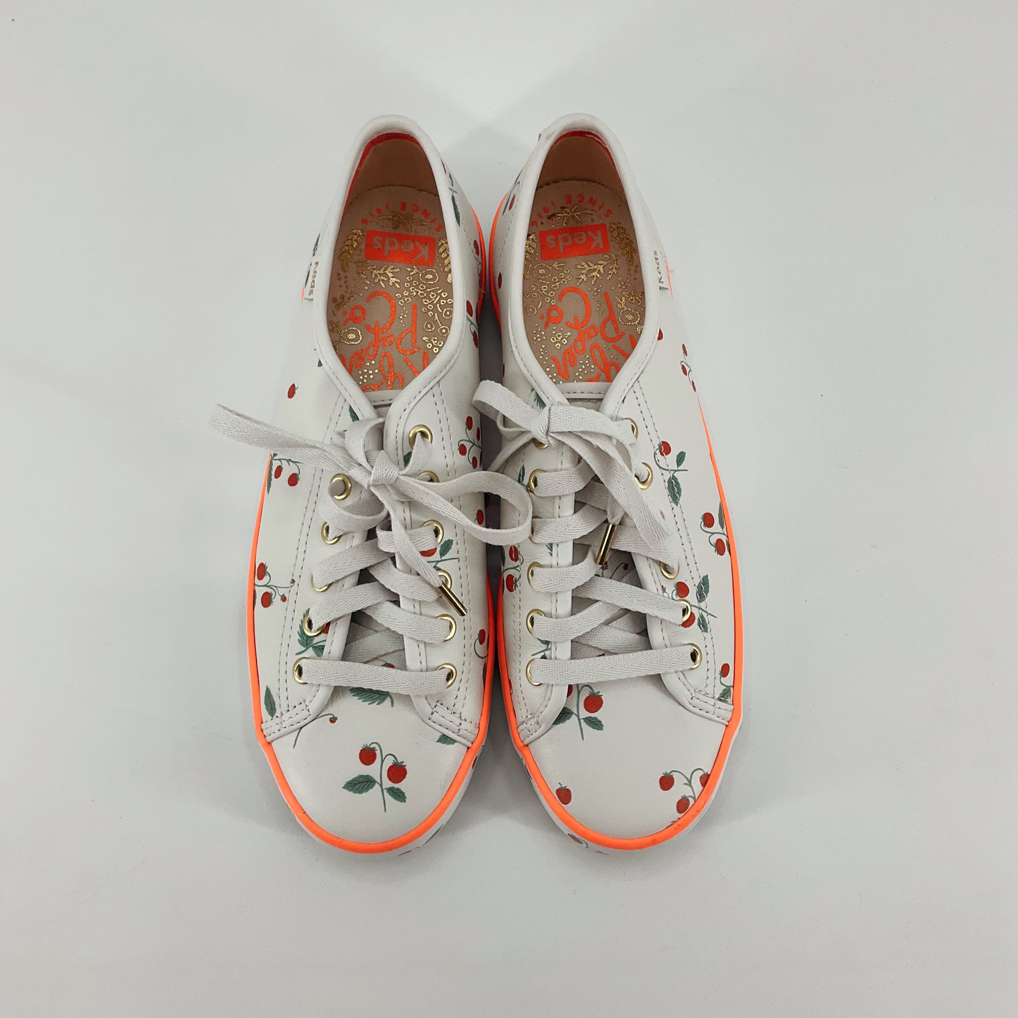 Keds Kickstart Pennant Cherry Print Leather Sneakers Size 7.5