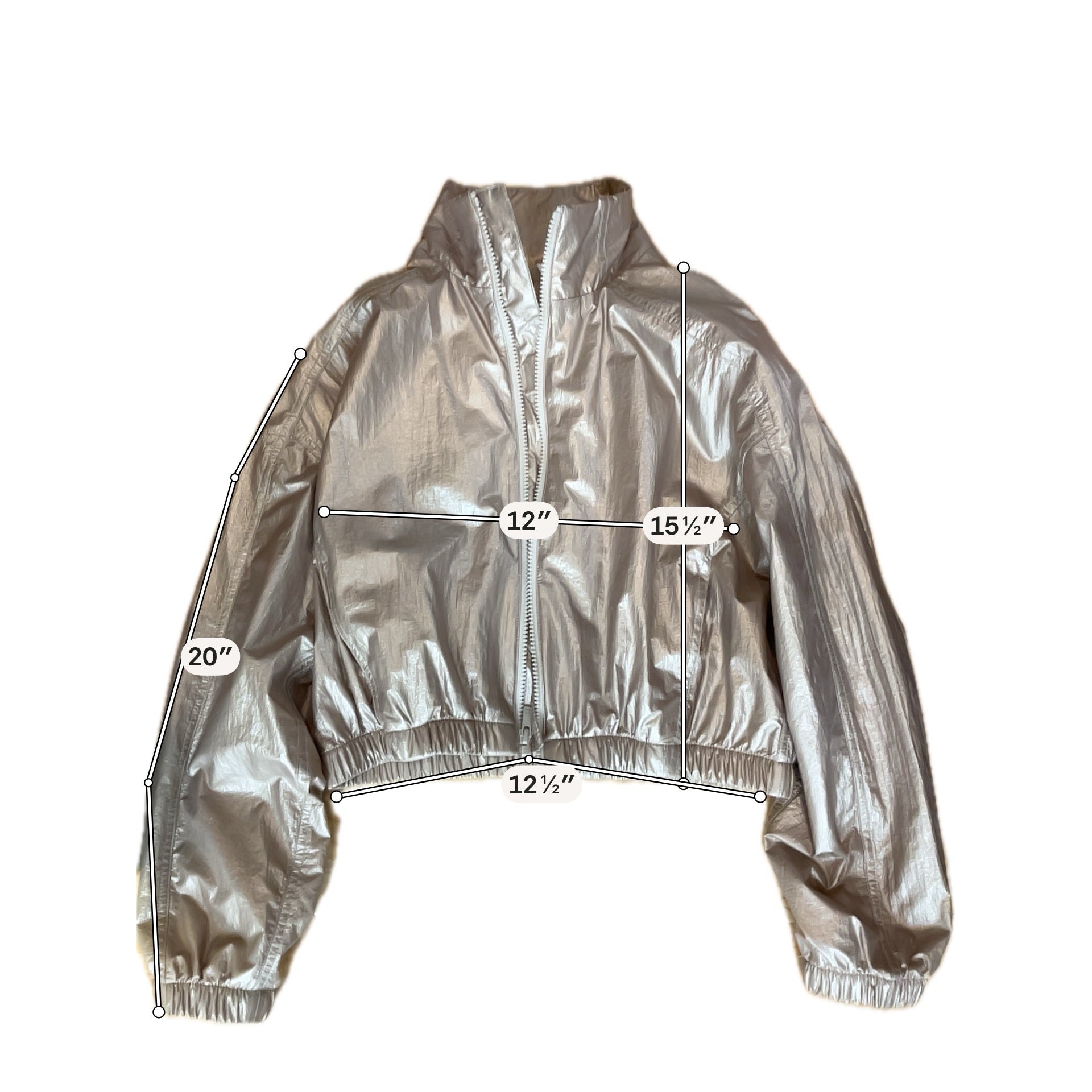 All in Motion Metallic Rose Gold Cropped Bomber Jacket Windbreaker Size XS