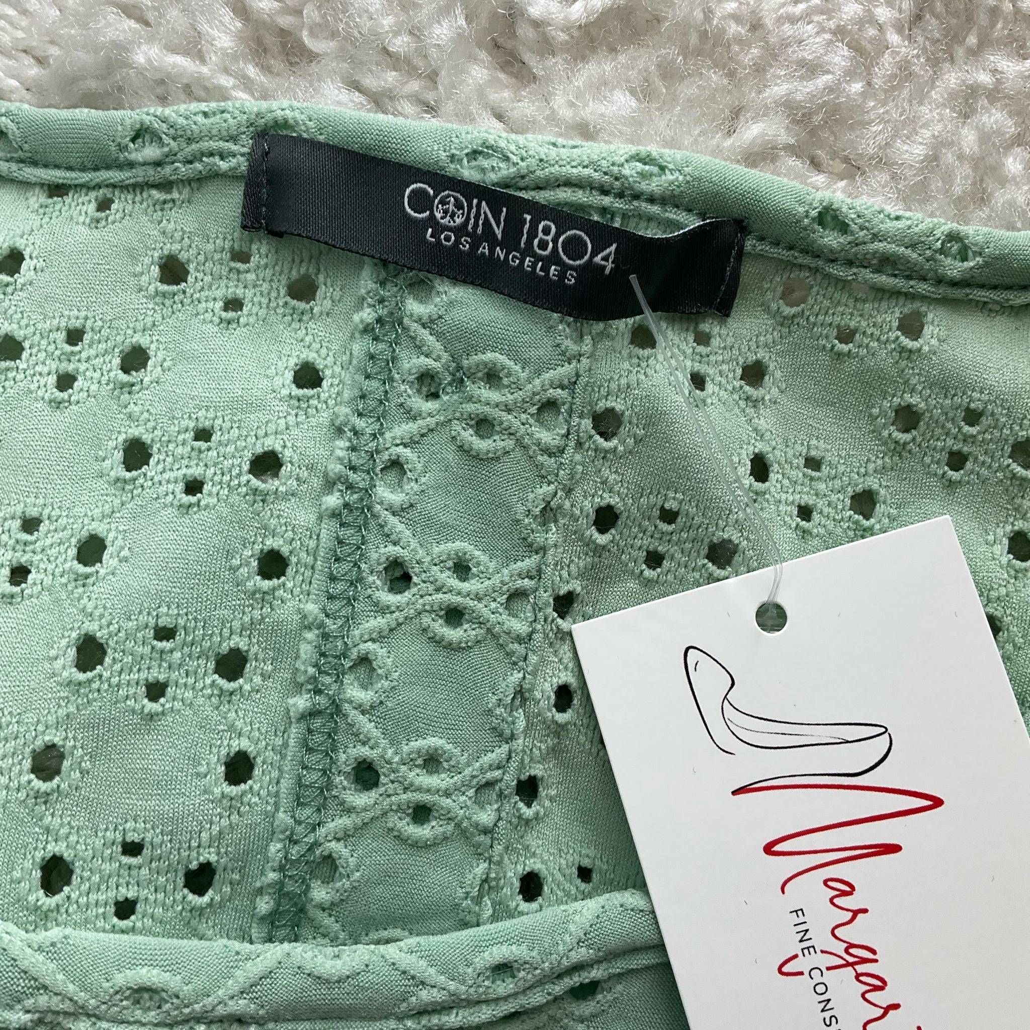 Coin 1804 Green Eyelet Pre-Owned Ladies Top - Size Small - Margaret’s Fine Consignment