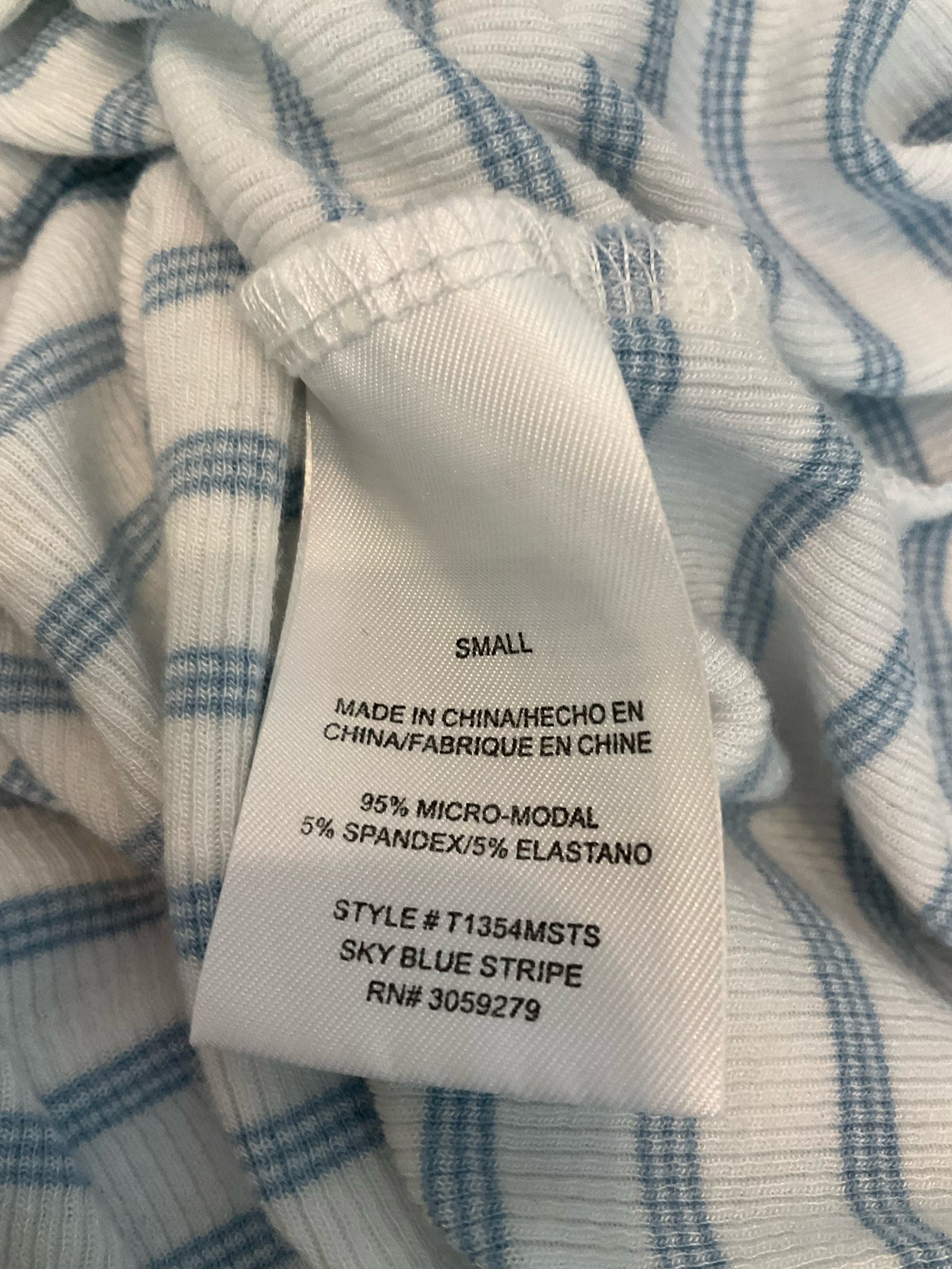 Thread & Supply Hattie Rib Knit Tank Top Sky Blue Stripe Size Small