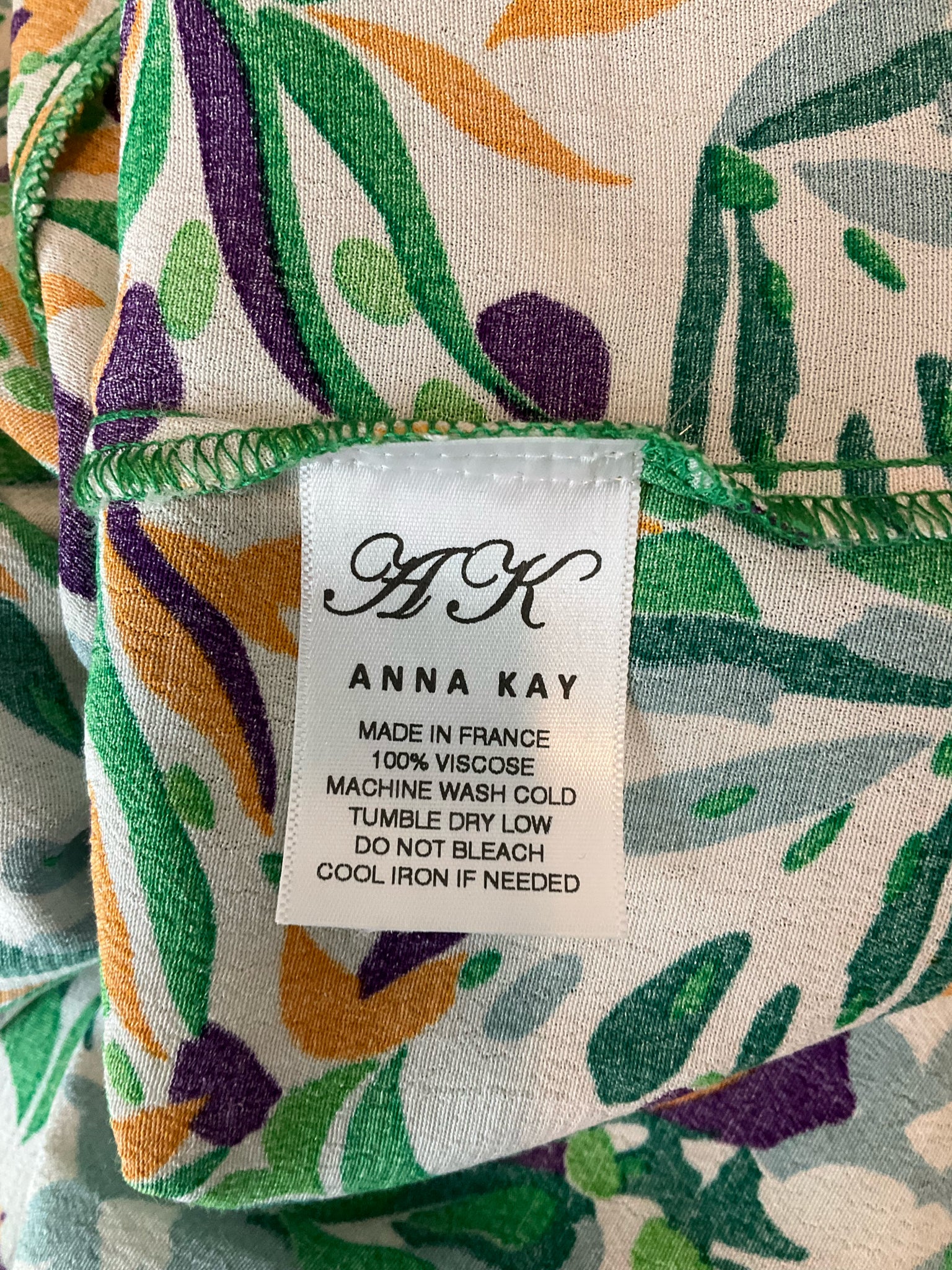 Anna Kay orange/green/purple Midi Floral V-Neck Midi Dress Womens Size Large - Size L