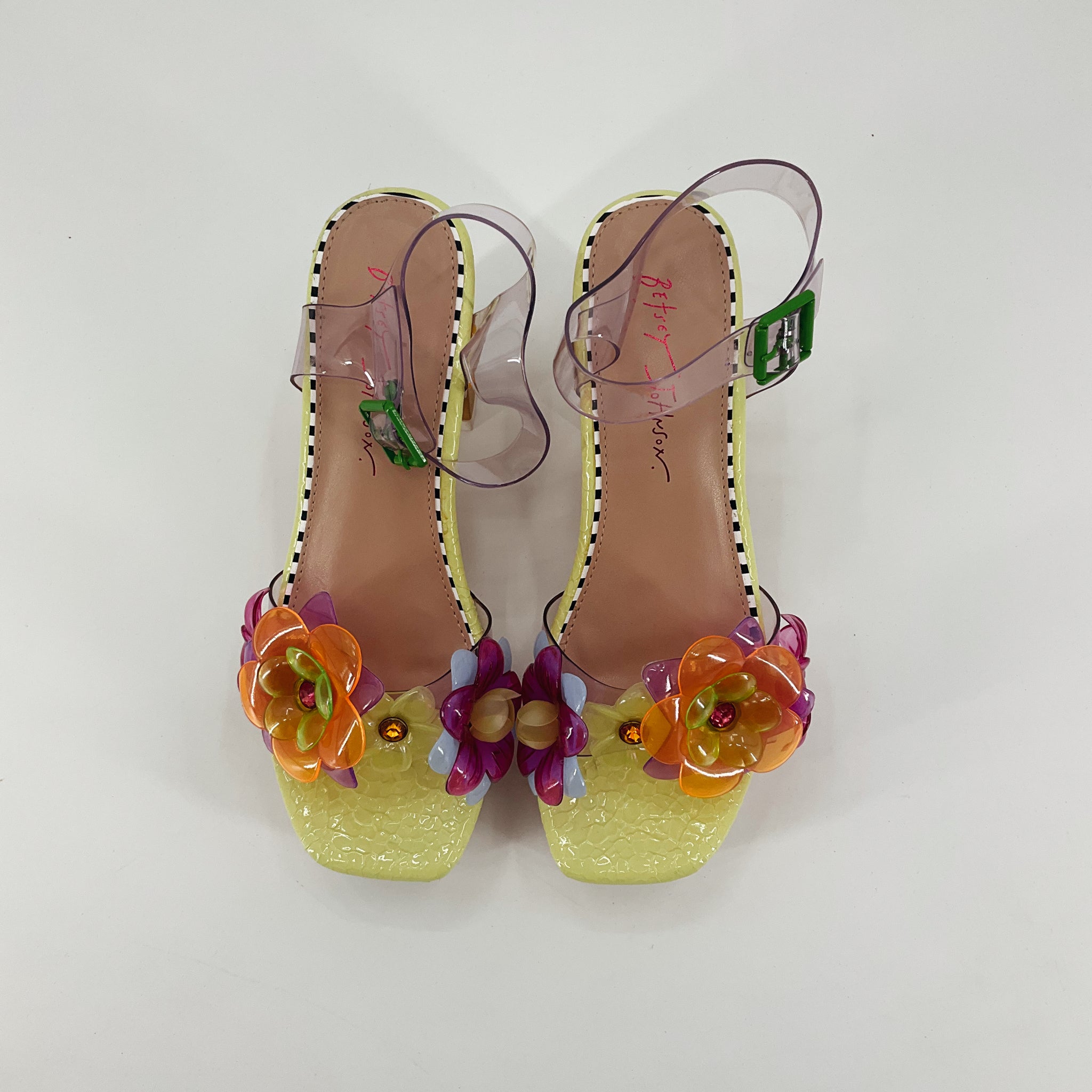 Betsey Johnson Calie Floral Wedge Sandals Wooden Heel Size 7
